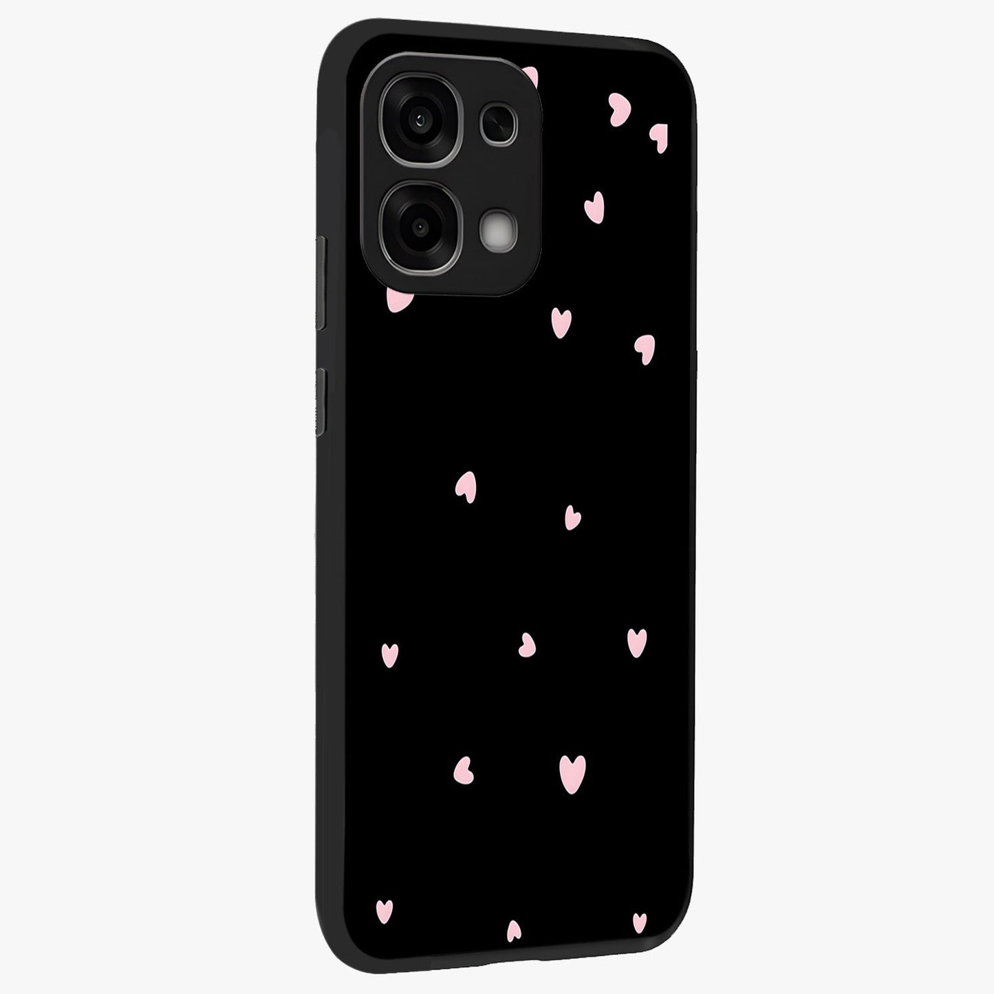 Pink Love Drops Glass Case upright view showcasing charming heart drop artwork with romantic playful theme.