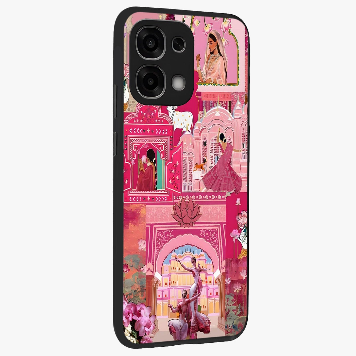 Pink Palace Muse Glass Case upright view showcasing artistic palace artwork with graceful royal theme.