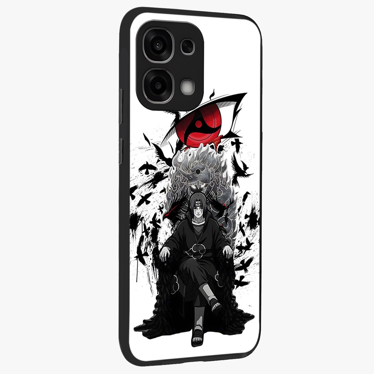 Uchiha Shadow Throne Glass Case upright view showcasing magical underwater galaxy artwork with vibrant cosmic theme.