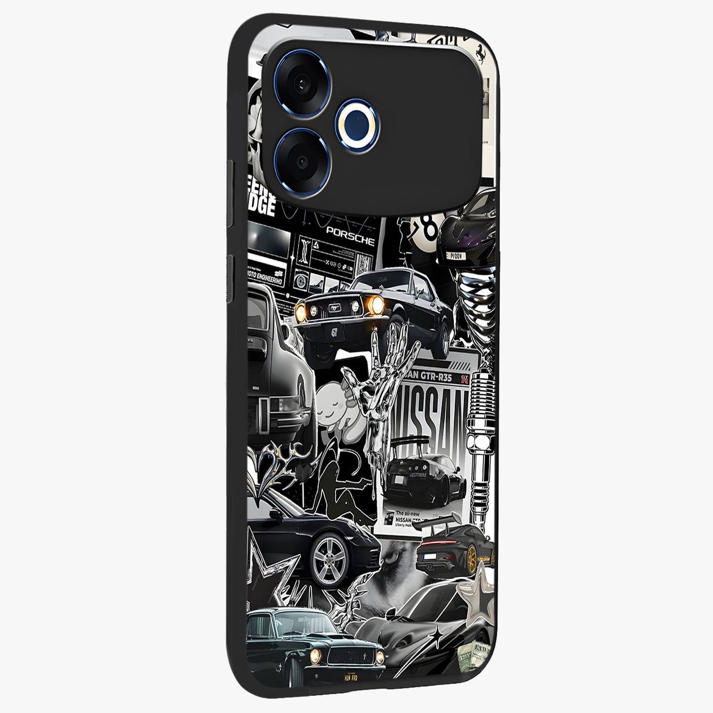 Aesthetic Dark Love Glass Case upright view showcasing dramatic romantic artwork with modern aesthetic style.