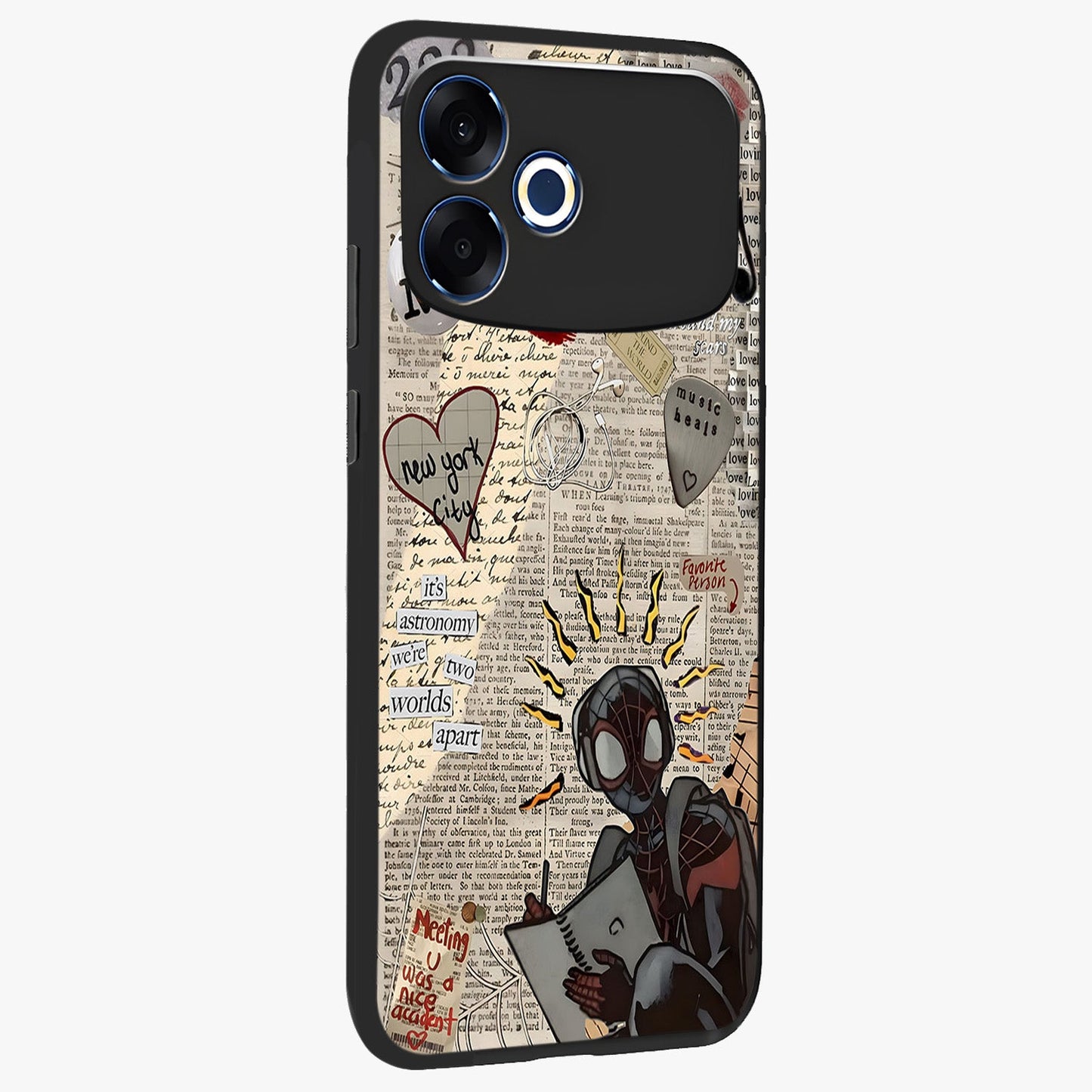 City Dream Sketch Glass Case upright view showcasing urban skyline artwork with stylish hand drawn design.