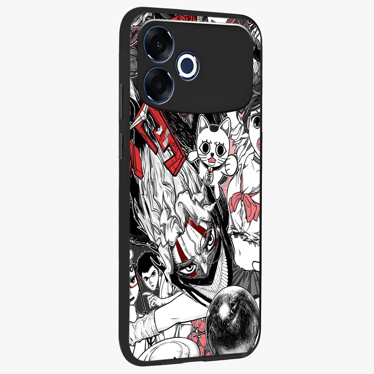 Crimson Chaos Panel Glass Case upright view showcasing intense crimson artwork with dramatic aesthetic style.