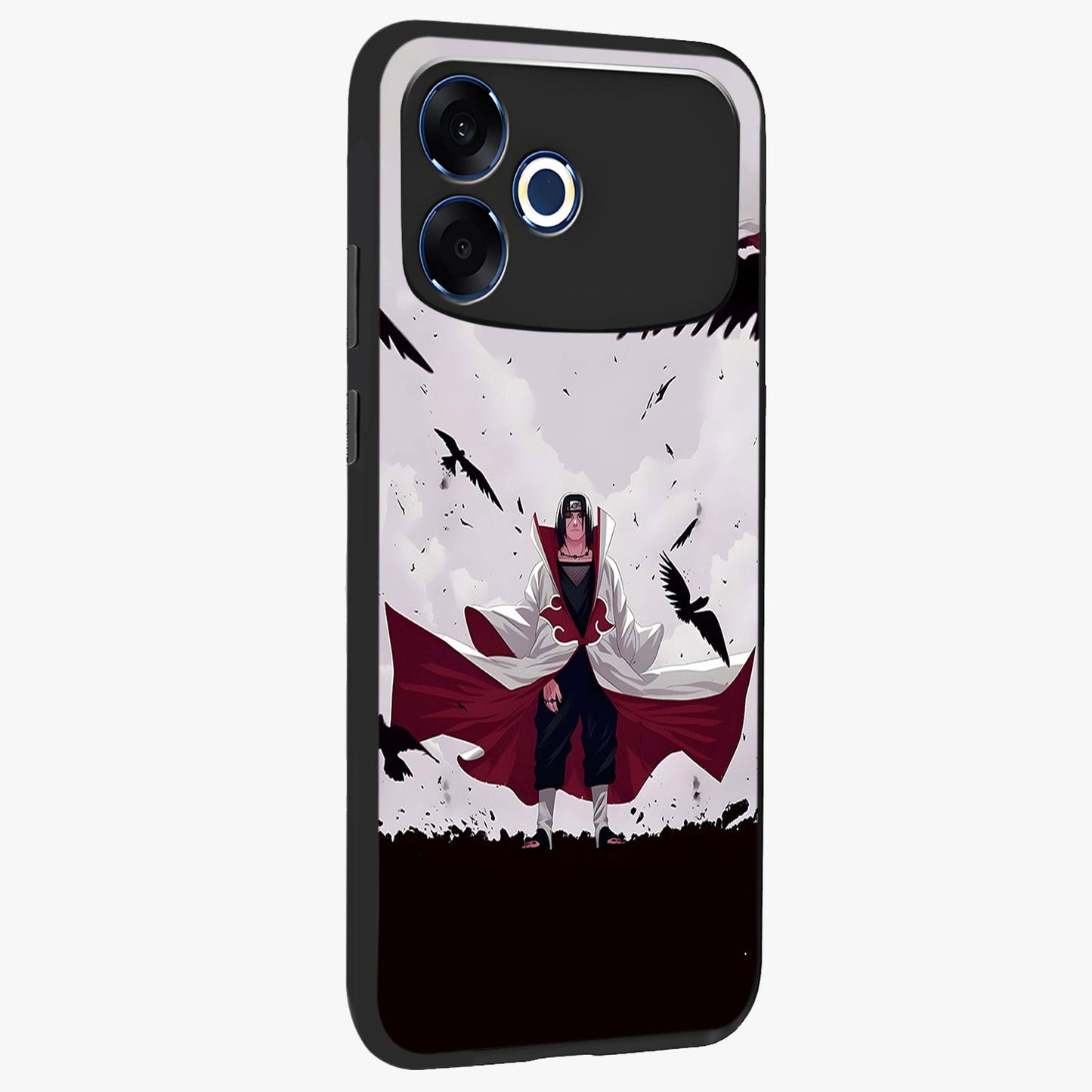 Crimson Crow Ascension Glass Case upright view showcasing dramatic crow artwork with bold gothic theme.