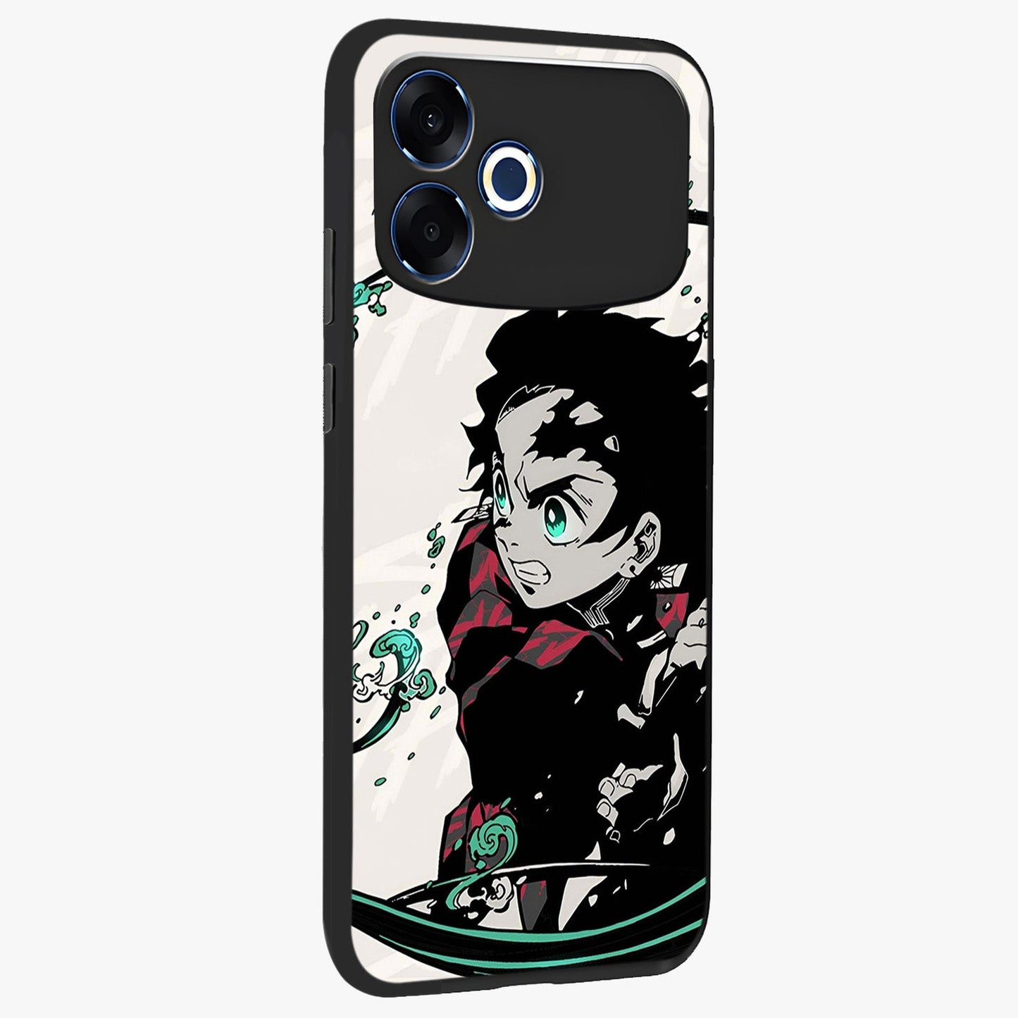 Demon Slayer Glass Case upright view showcasing powerful anime artwork with intense warrior theme.