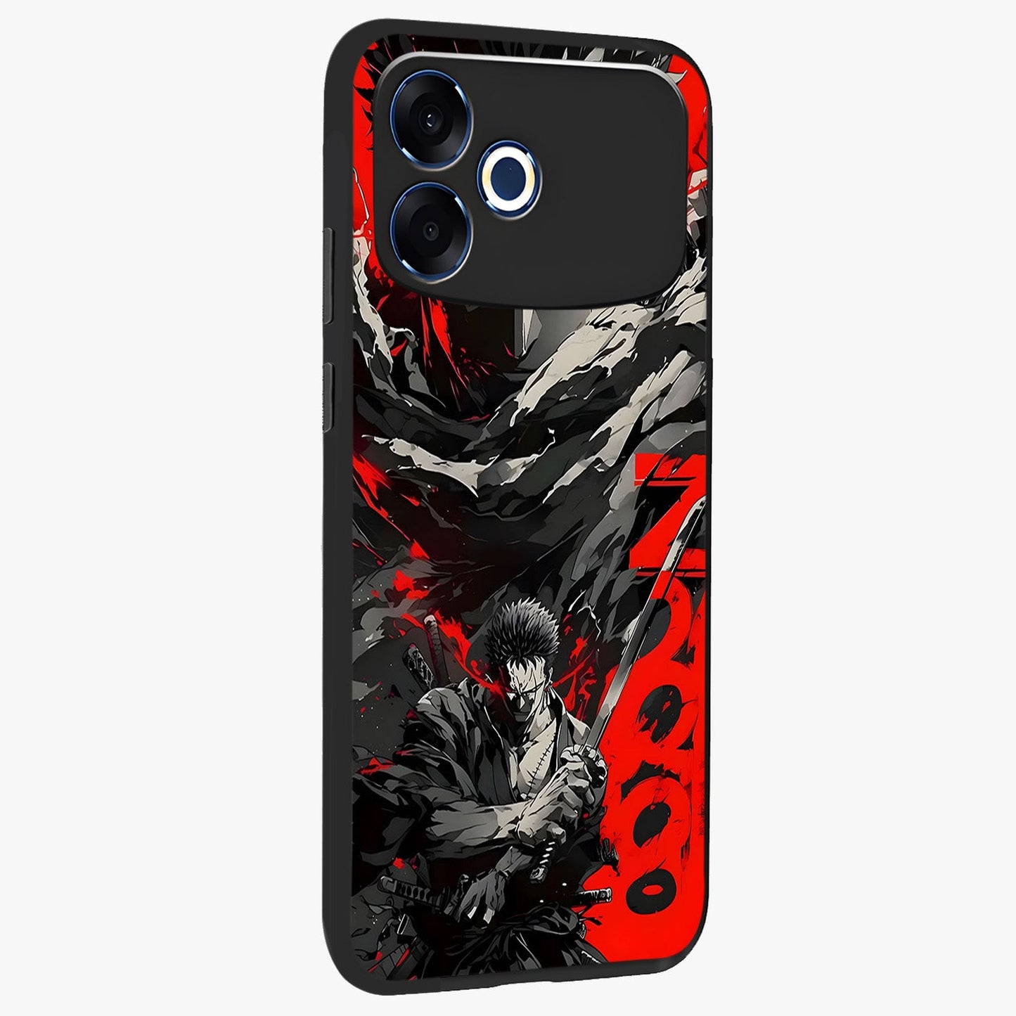 Demon Sword Resolve Glass Case upright view showcasing dramatic warrior artwork with intense battle theme.