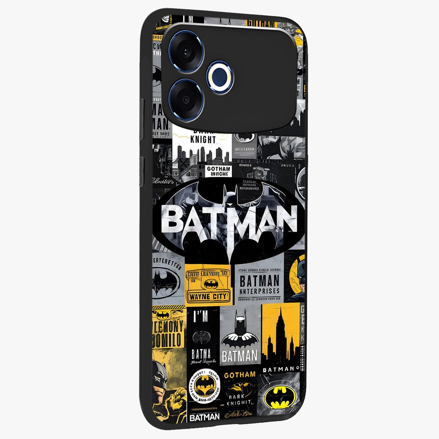 Knight Gotham Rise Glass Case upright view showcasing bold vigilante themed artwork with gothic city vibe.