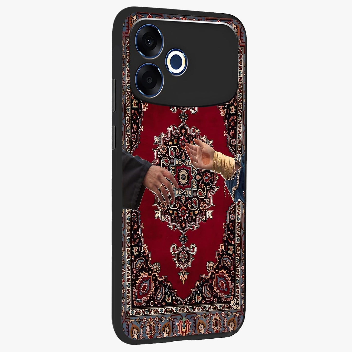 Royal Touch Reach Glass Case upright view showcasing stylish royal inspired artwork with graceful theme.