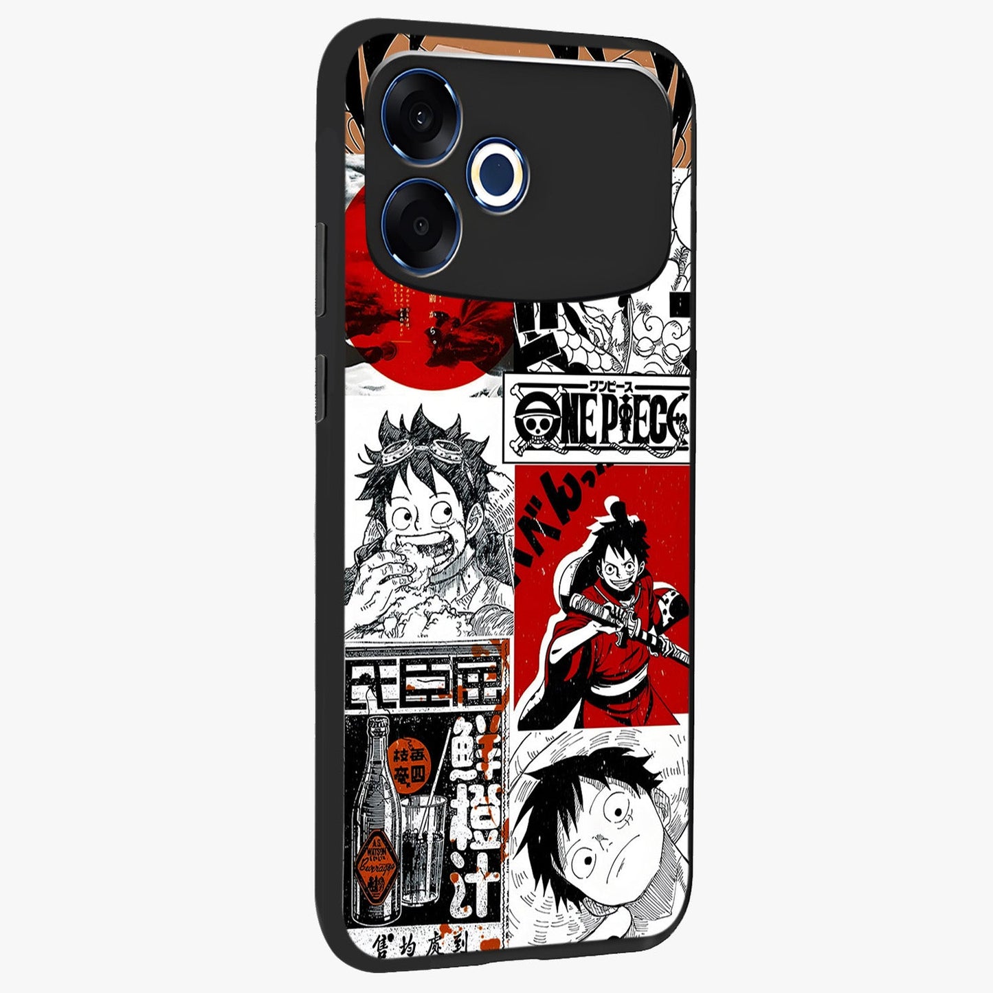 Strawhat Chaos Panels Glass Case upright view showcasing energetic anime artwork with bold adventure theme.