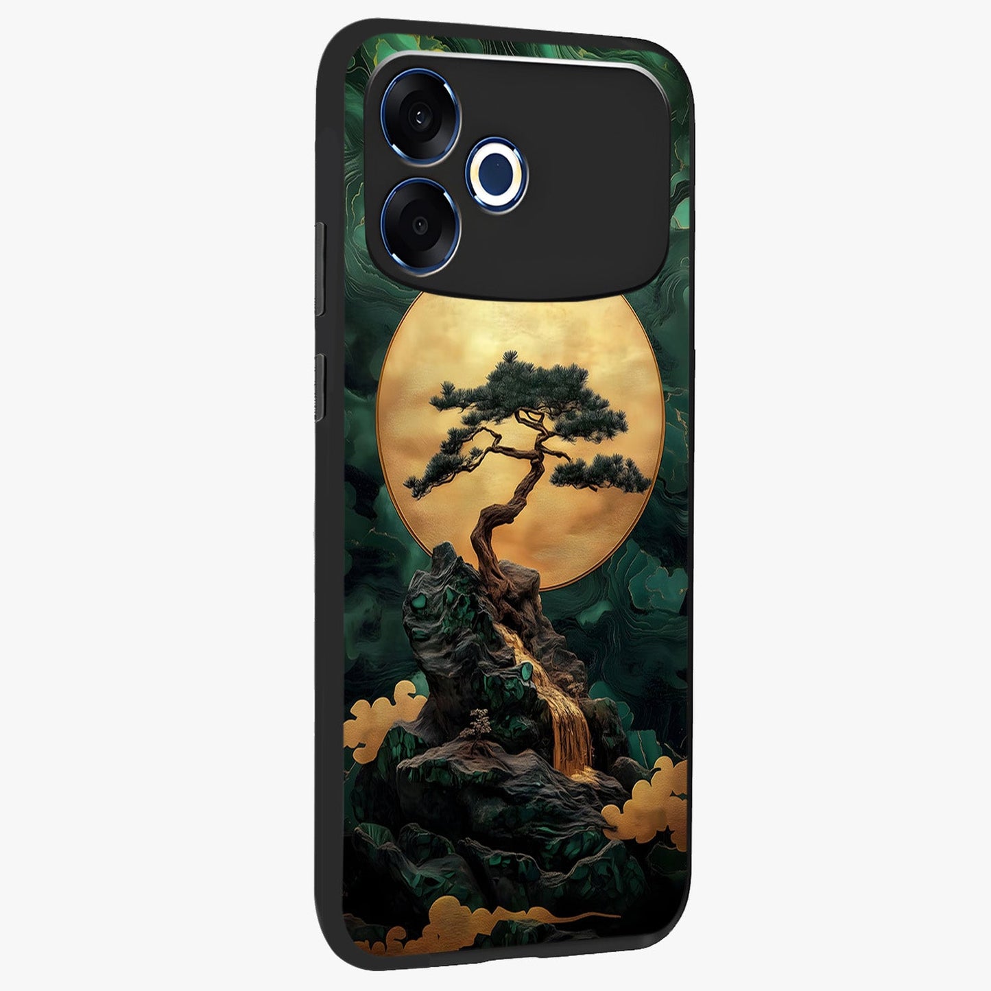 Zen Moon Rise Glass Case upright view showcasing serene moon artwork with tranquil night theme.