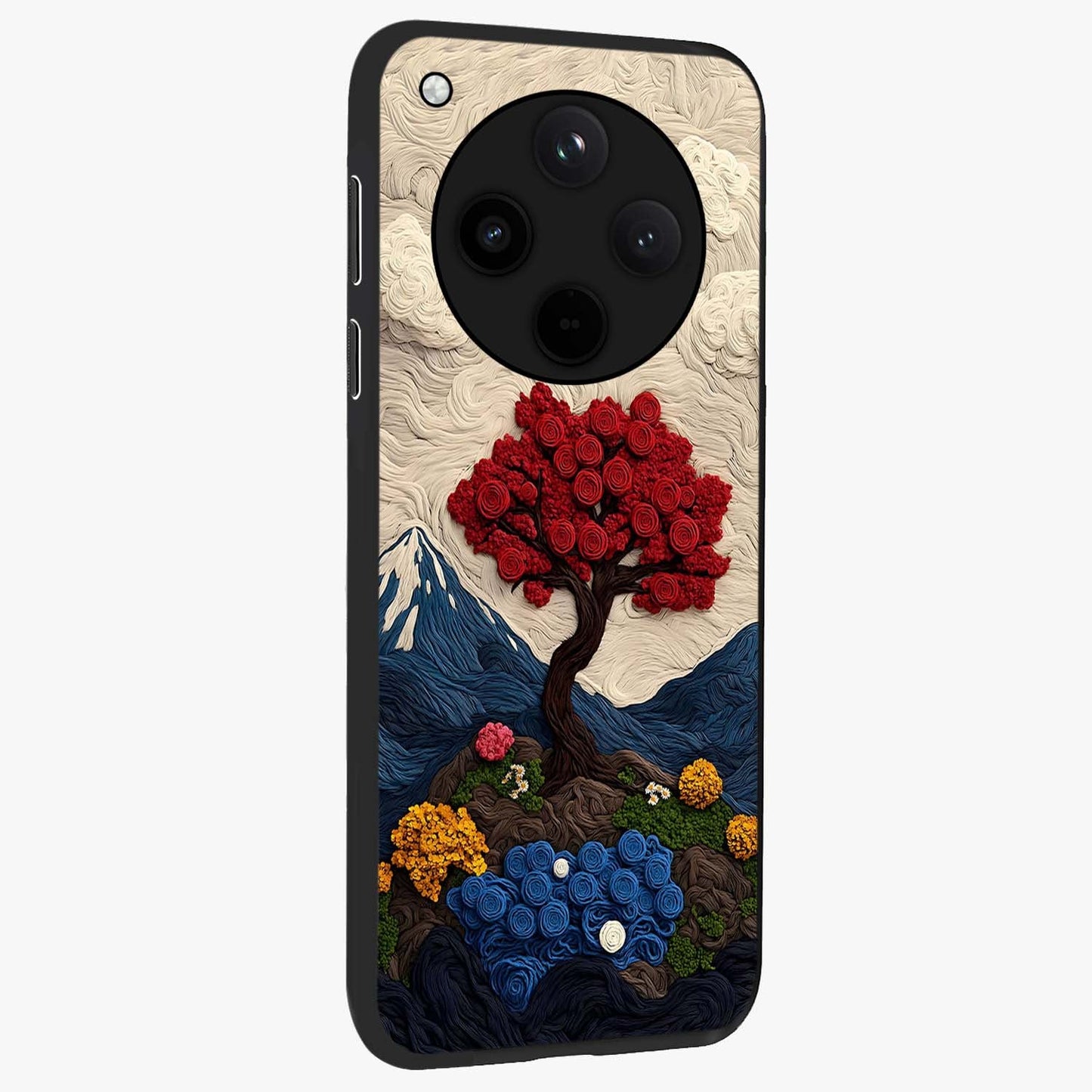 Eternal Nature Tapestry Glass Case upright view showcasing elegant nature tapestry design with decorative style.