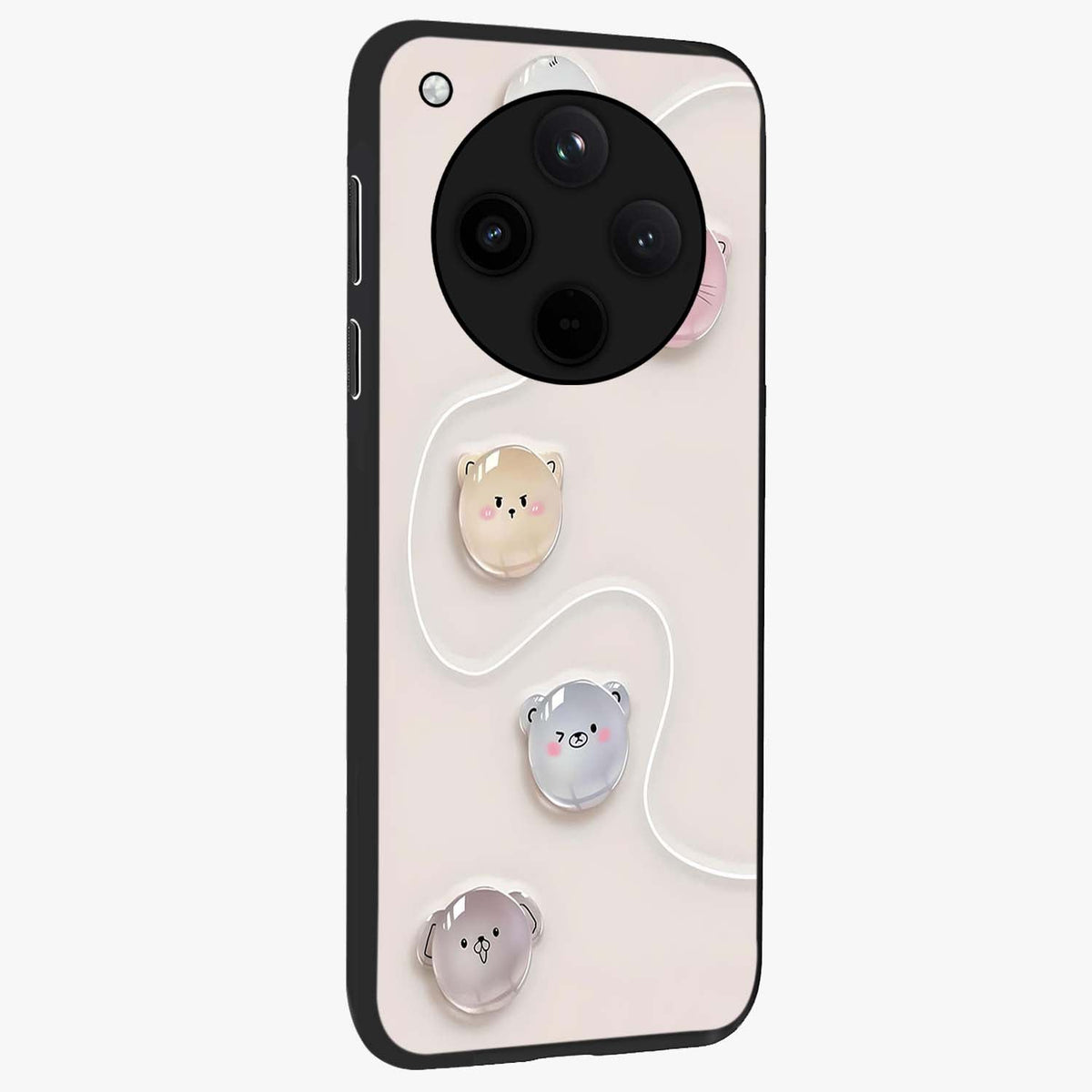 Puffy Face Parade Glass Case upright view showcasing adorable character artwork with cheerful animated theme.