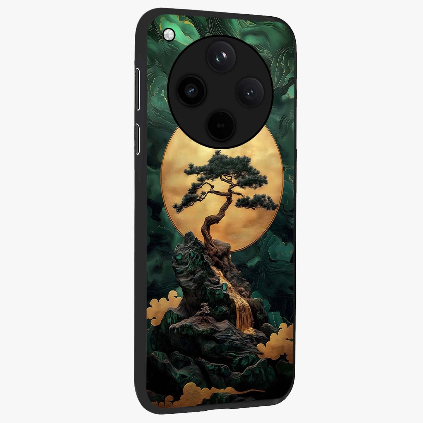 Zen Moon Rise Glass Case upright view showcasing serene moon artwork with tranquil night theme.