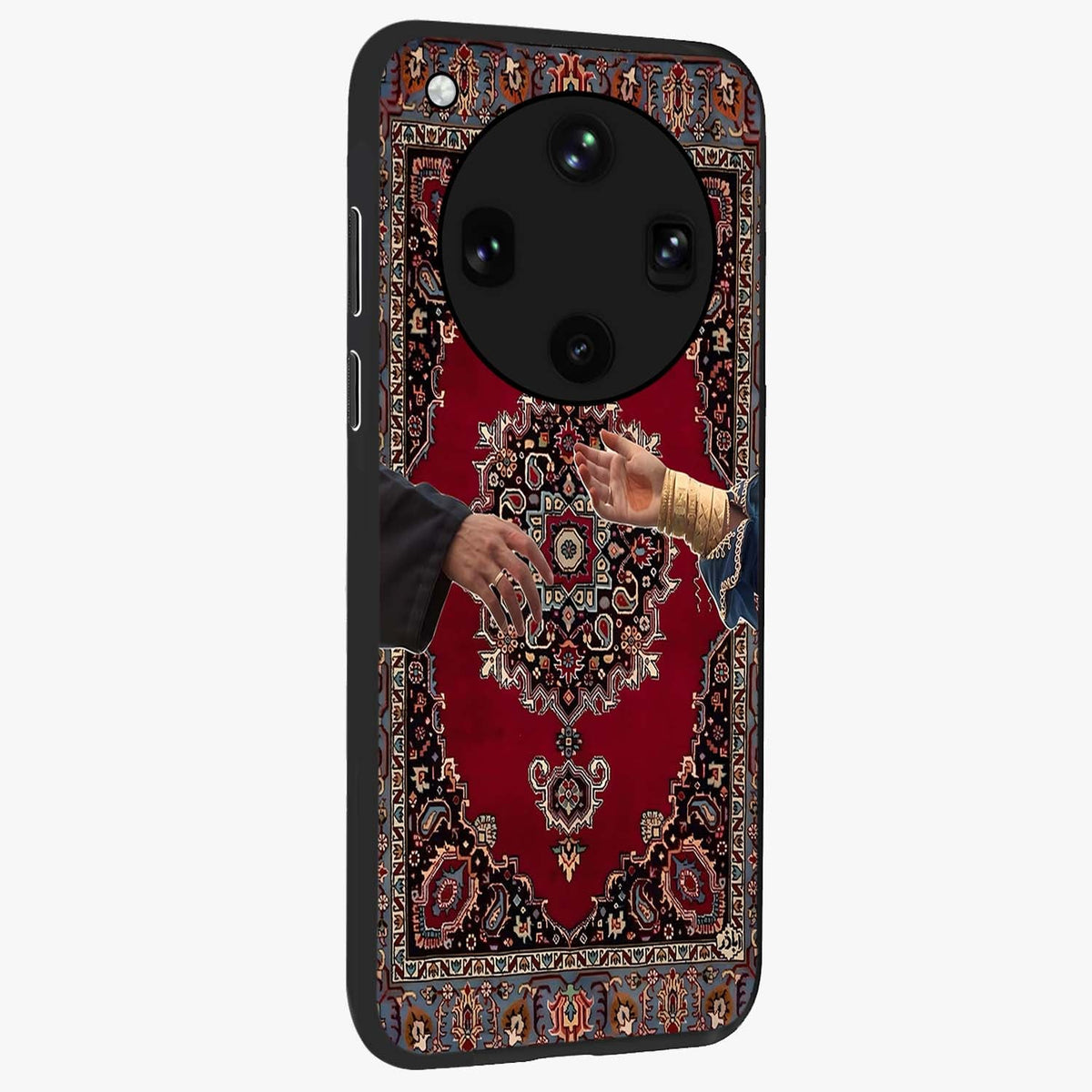 Royal Touch Reach Glass Case upright view showcasing stylish royal inspired artwork with graceful theme.