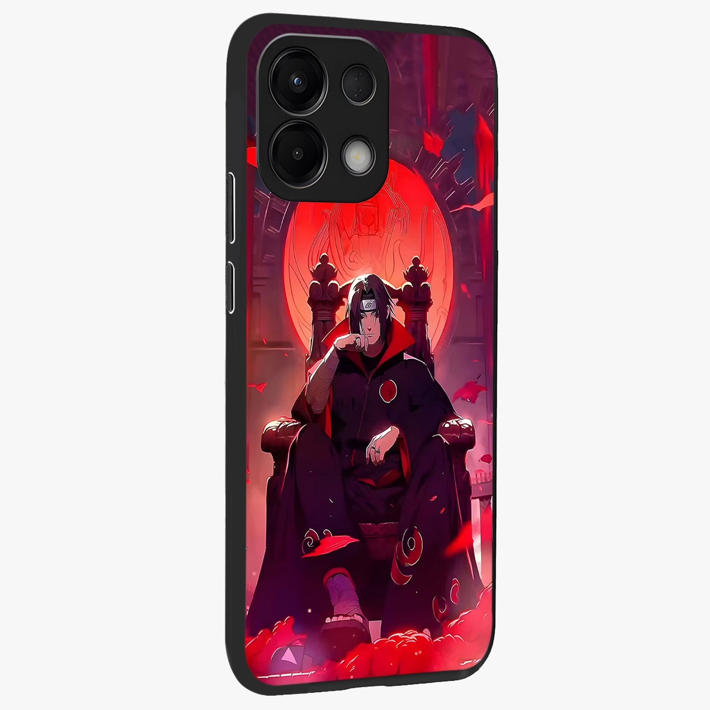 Blood Moon Sovereign Glass Case upright view showcasing powerful moon inspired artwork with cosmic aesthetic style.