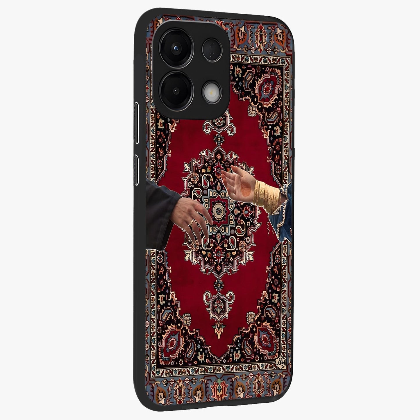 Royal Touch Reach Glass Case upright view showcasing stylish royal inspired artwork with graceful theme.