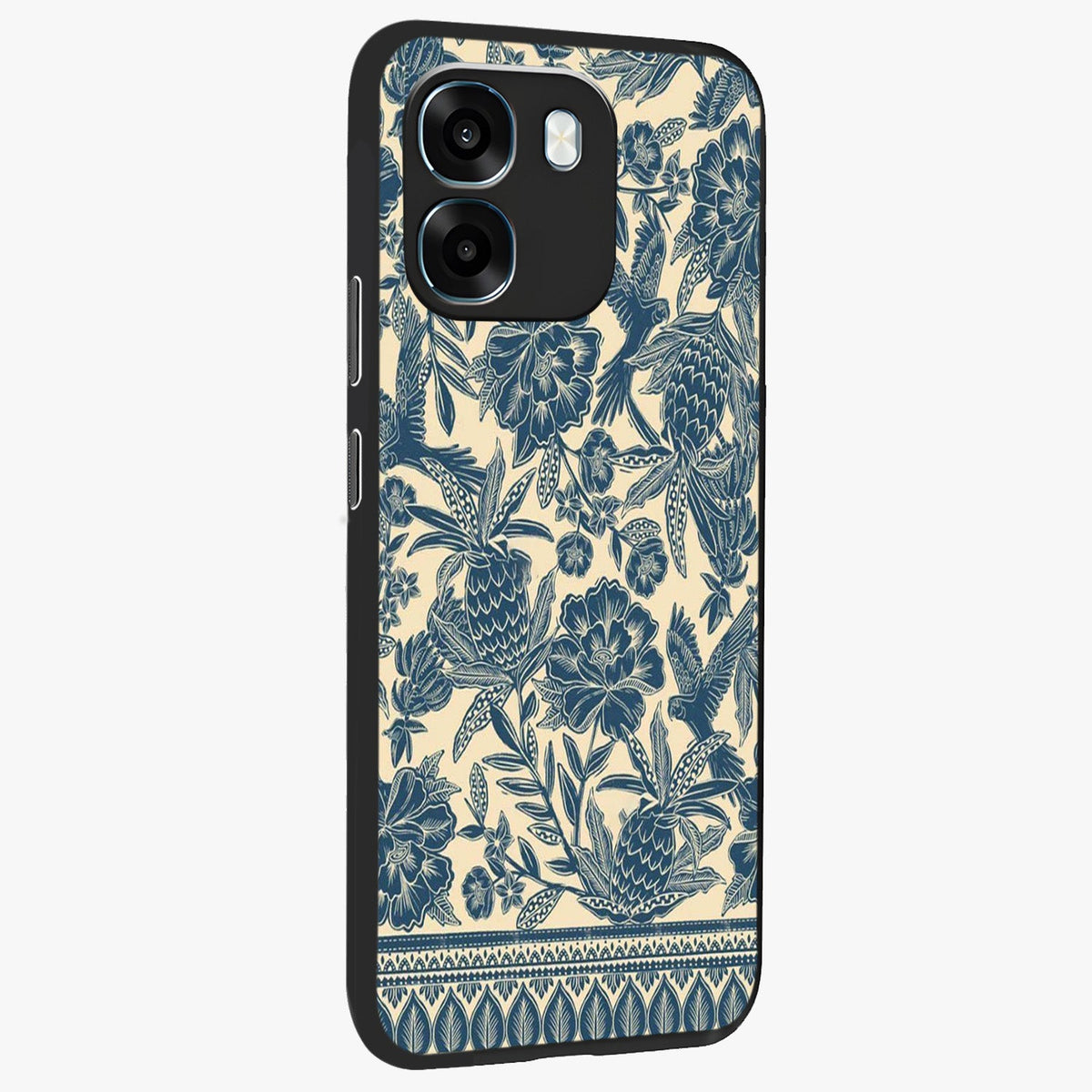 Heirloom Wild Bloom Glass Case upright view showcasing delicate wildflower artwork with timeless floral theme.