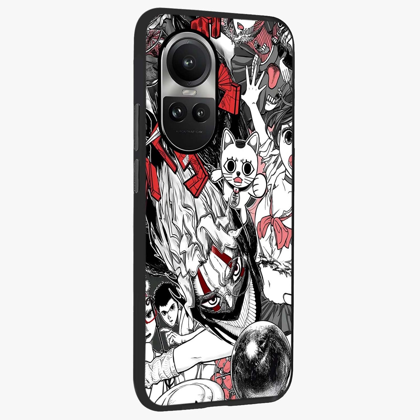 Crimson Chaos Panel Glass Case upright view showcasing intense crimson artwork with dramatic aesthetic style.
