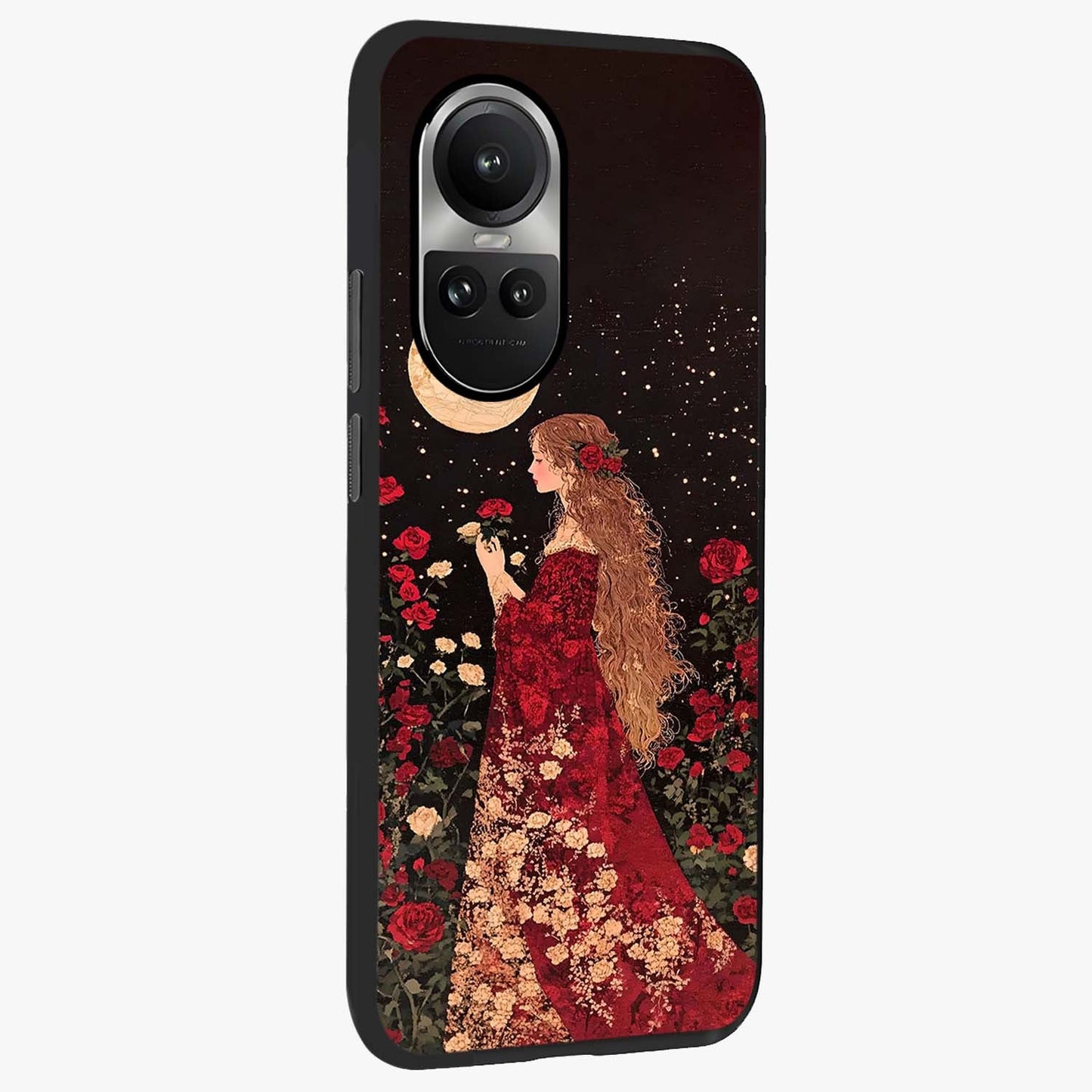 Crimson Dreams Glass Case upright view showcasing dreamy red toned artwork with modern aesthetic style.