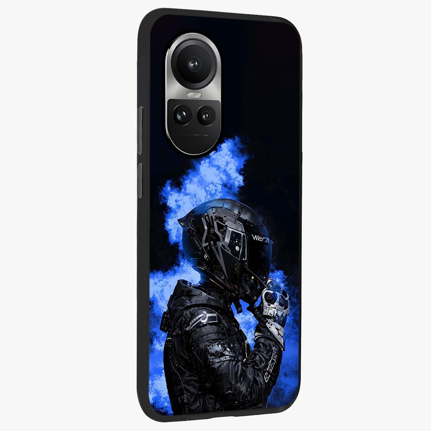 Cyber Sentinel Protocol Glass Case upright view showcasing advanced cyber sentinel artwork with futuristic tech theme.