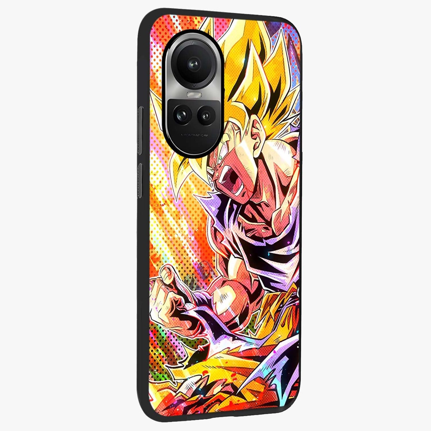 Firing Goku Glass Case upright view showcasing energetic anime artwork with bold warrior theme.