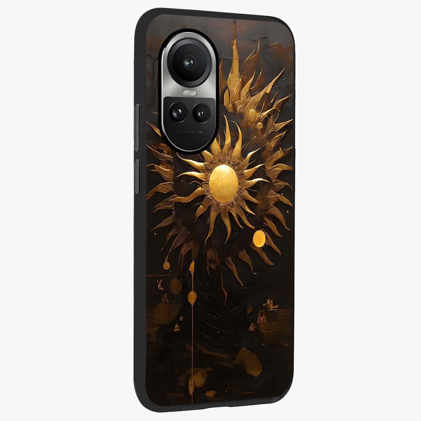 Golden Sun Majesty Glass Case upright view showcasing haunting graveyard artwork with dramatic dark theme.