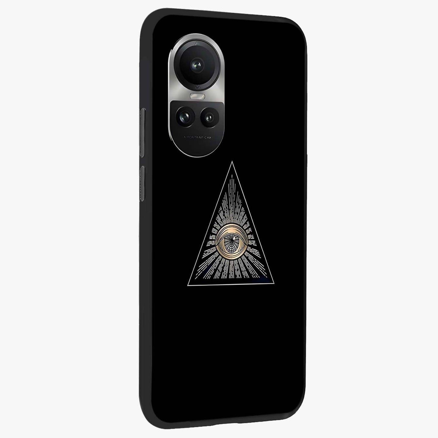Illuminati Evil Glass Case upright view showcasing striking illuminati artwork with mysterious symbolic theme.