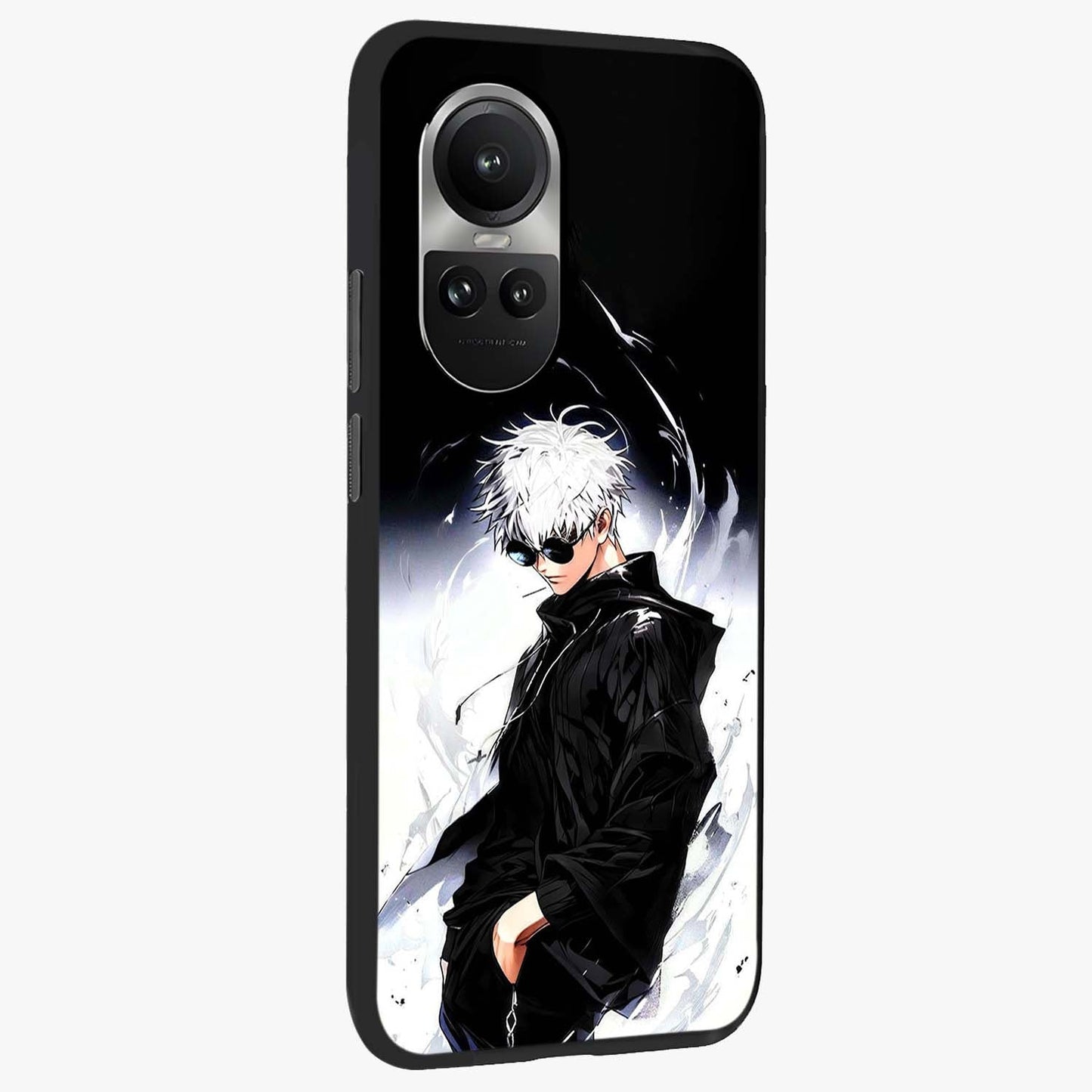 Limitless Shadow King Glass Case upright view showcasing bold shadow warrior artwork with epic fantasy theme.