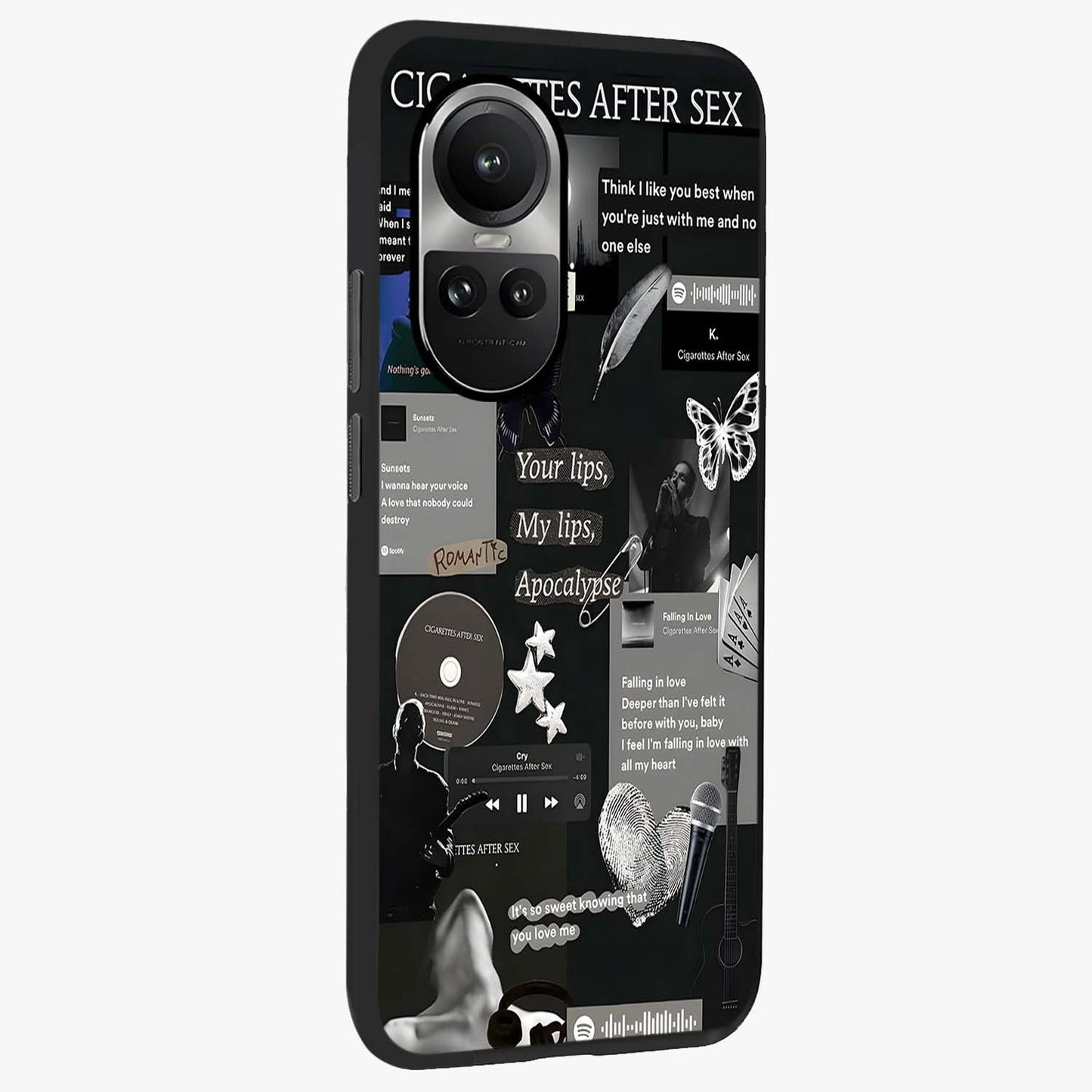 Midnight Love Echo Glass Case upright view showcasing expressive romantic artwork with dreamy midnight theme.