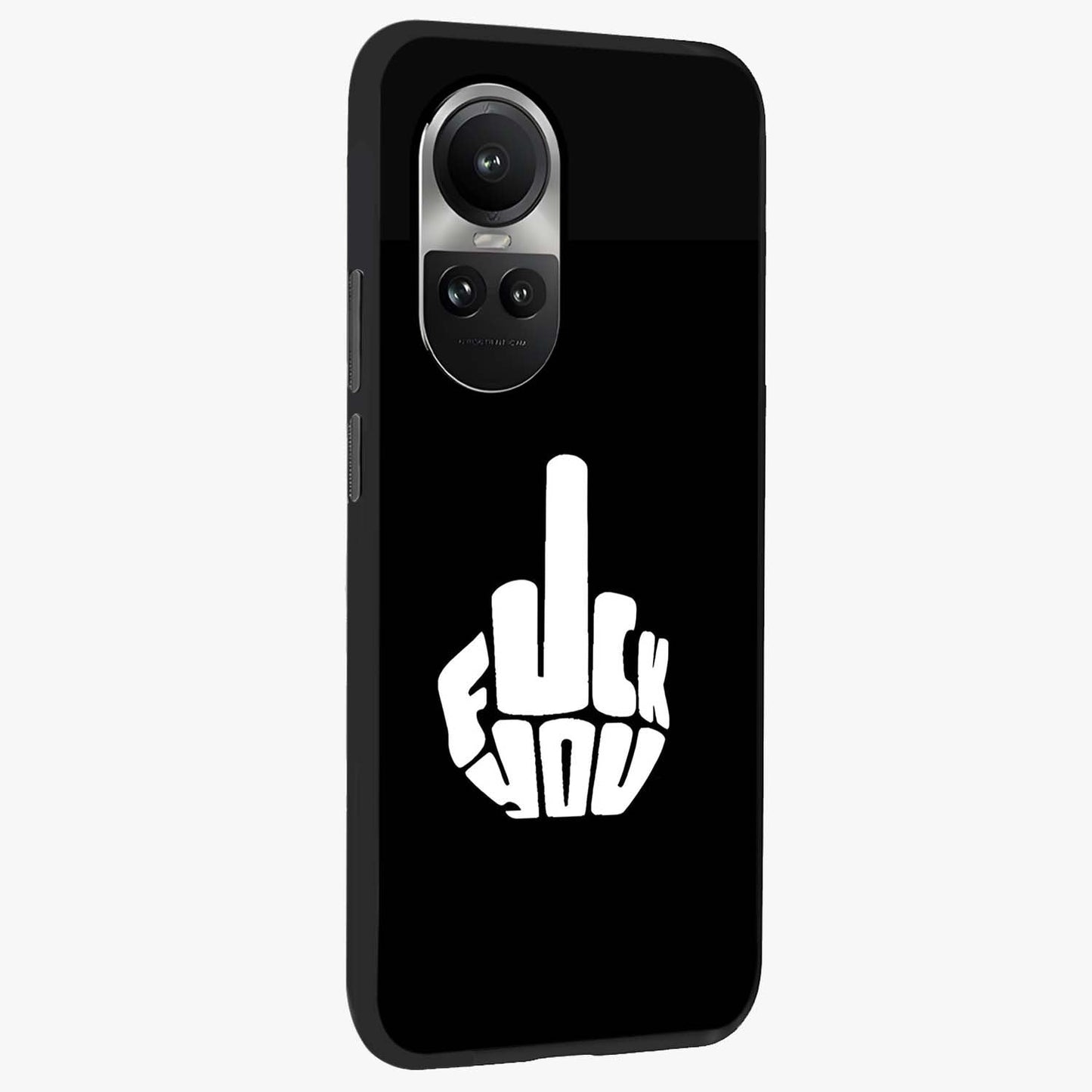 Rebel Mode On Glass Case upright view showcasing striking statement artwork with bold rebellious theme.