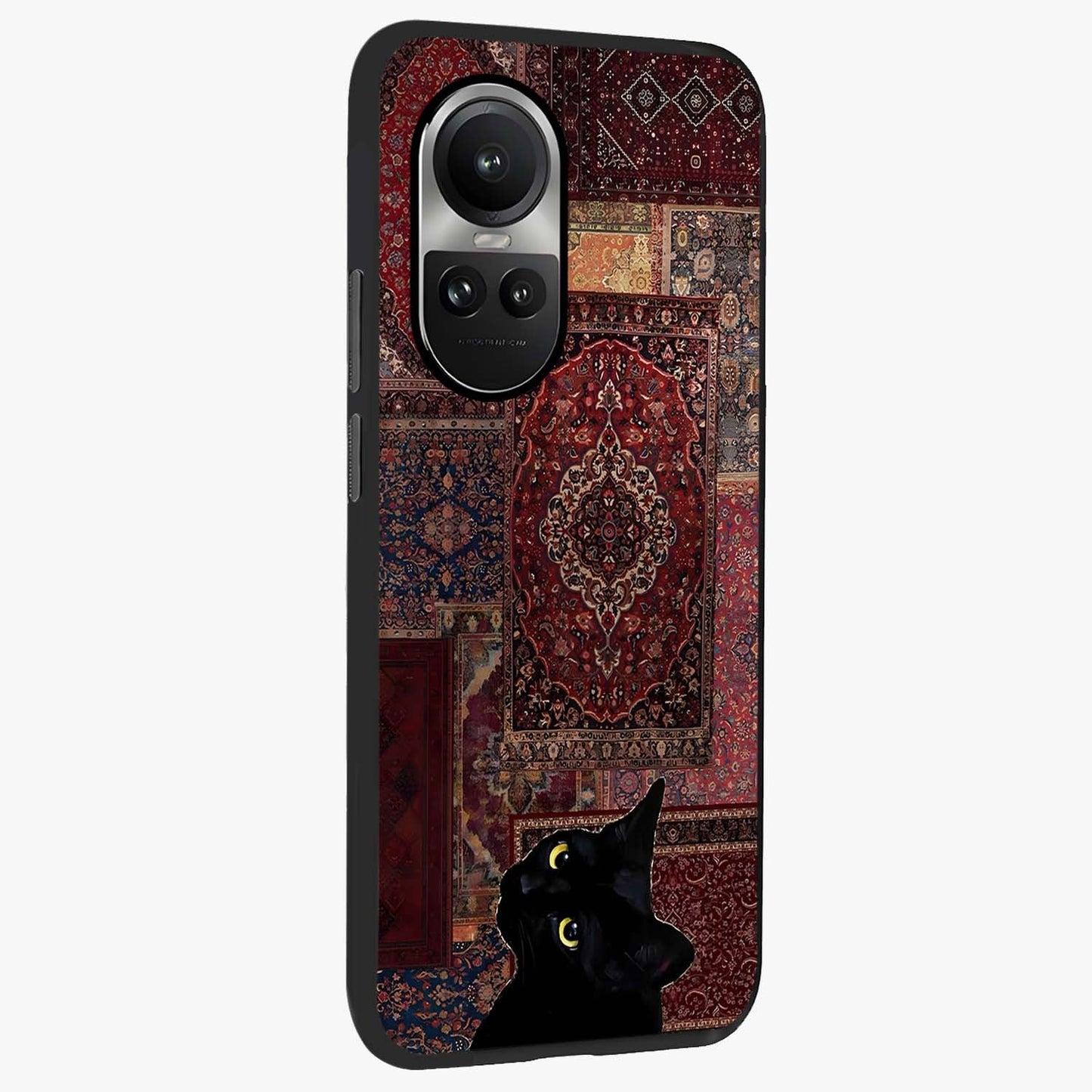 Regal Magic Cat Apple Glass Case upright view showcasing charming cat artwork with playful magical theme.