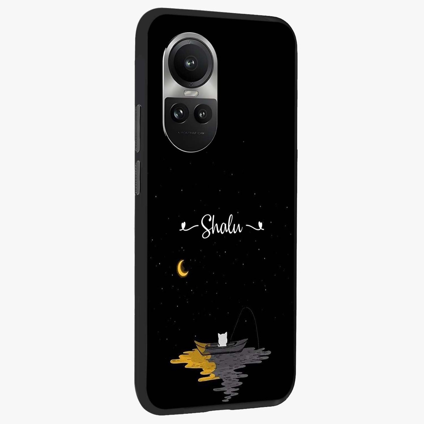 Silent Night Row Glass Case upright view showcasing tranquil night artwork with serene landscape theme.