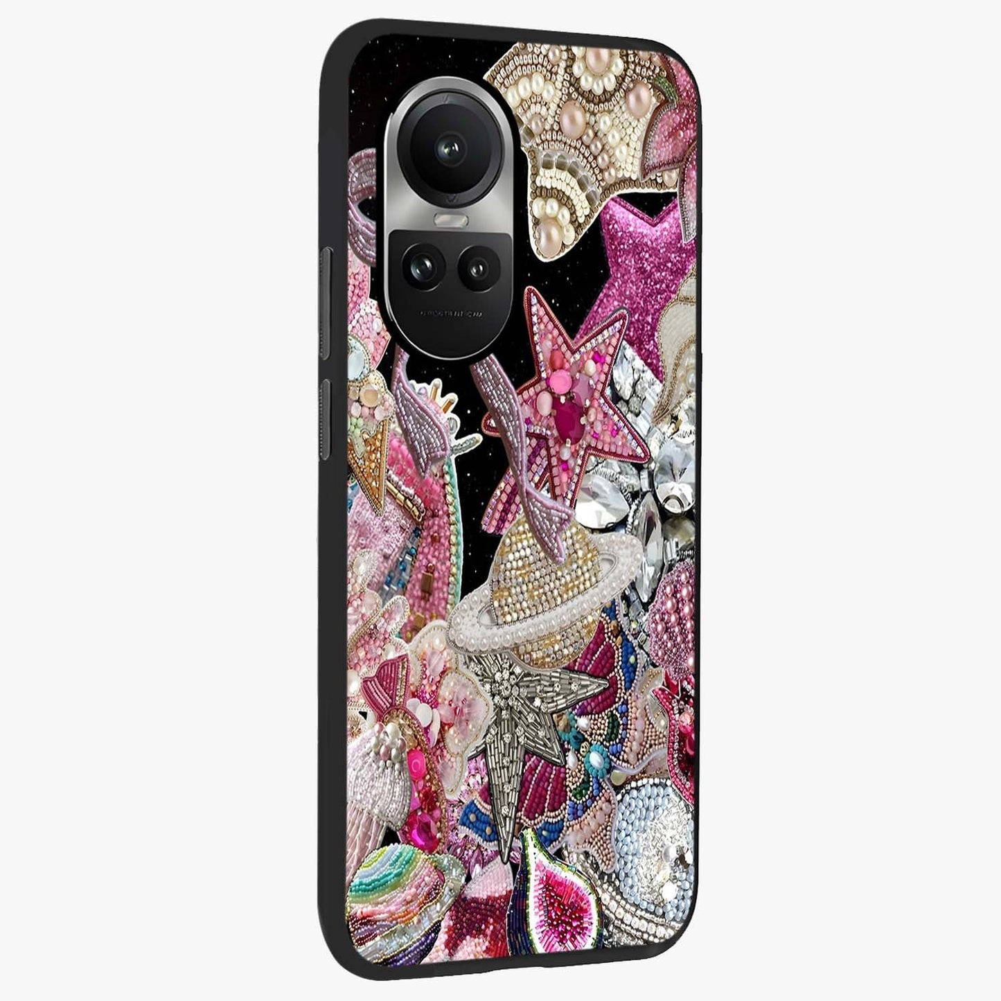 Starlit Jewel Dream Glass Case upright view showcasing radiant star inspired artwork with magical night theme.