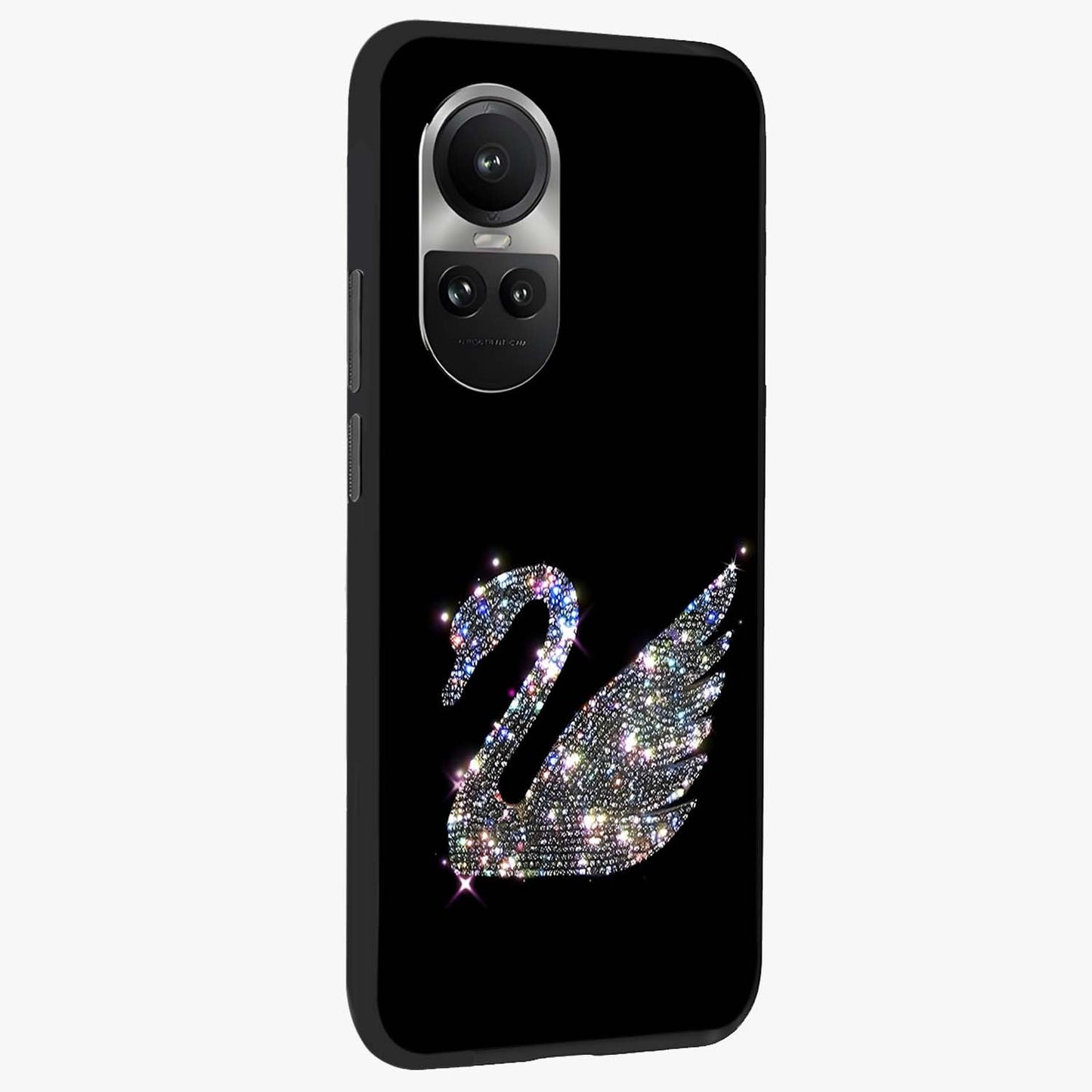 Starlit Swan Grace Glass Case upright view showcasing beautiful swan artwork with peaceful night themed design.