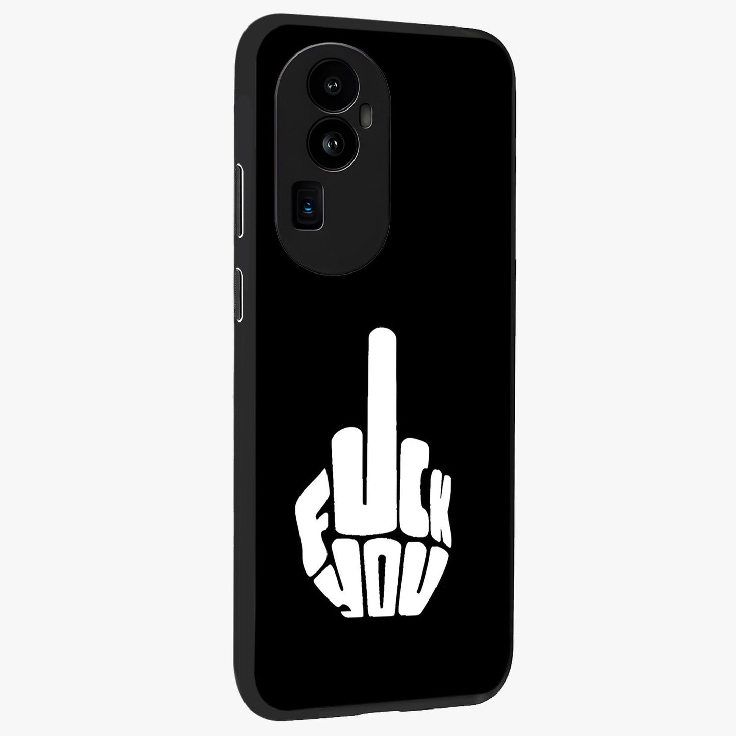 Rebel Mode On Glass Case upright view showcasing striking statement artwork with bold rebellious theme.