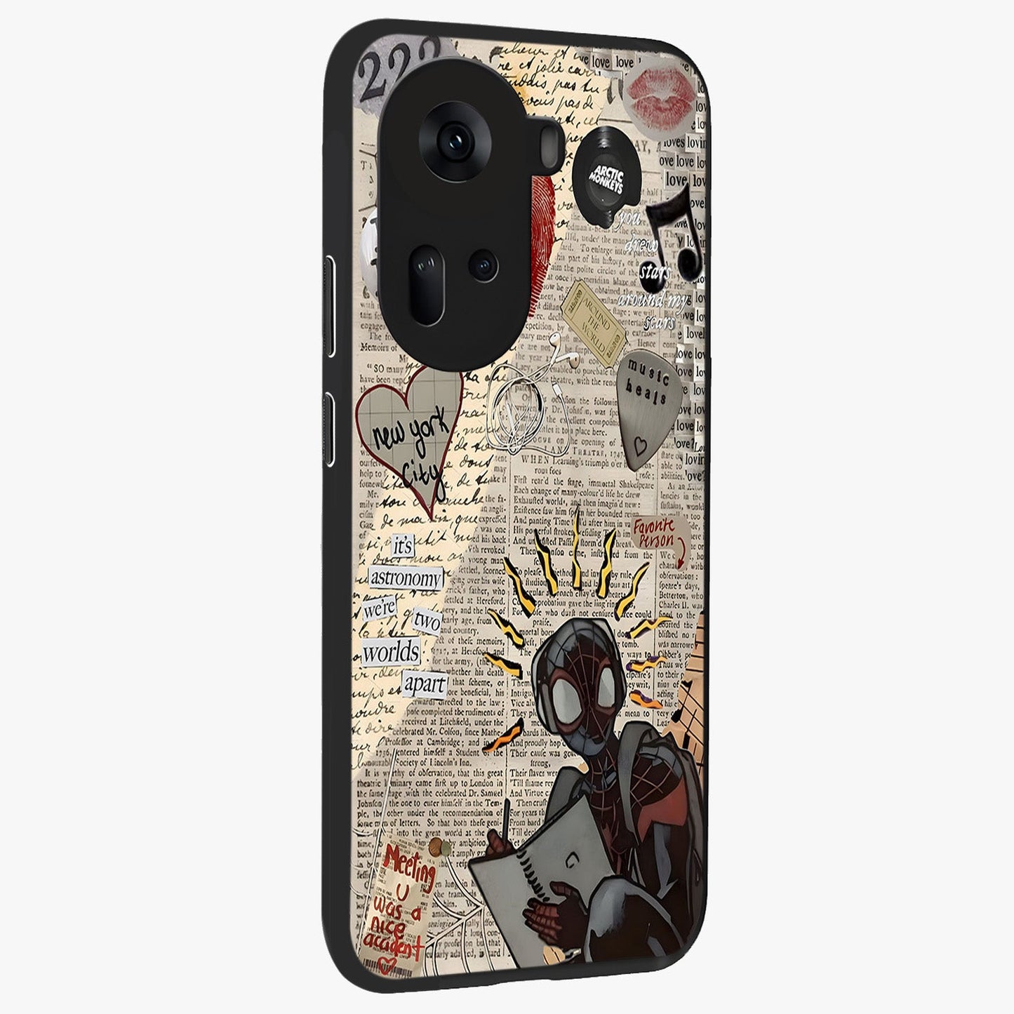 City Dream Sketch Glass Case upright view showcasing urban skyline artwork with stylish hand drawn design.