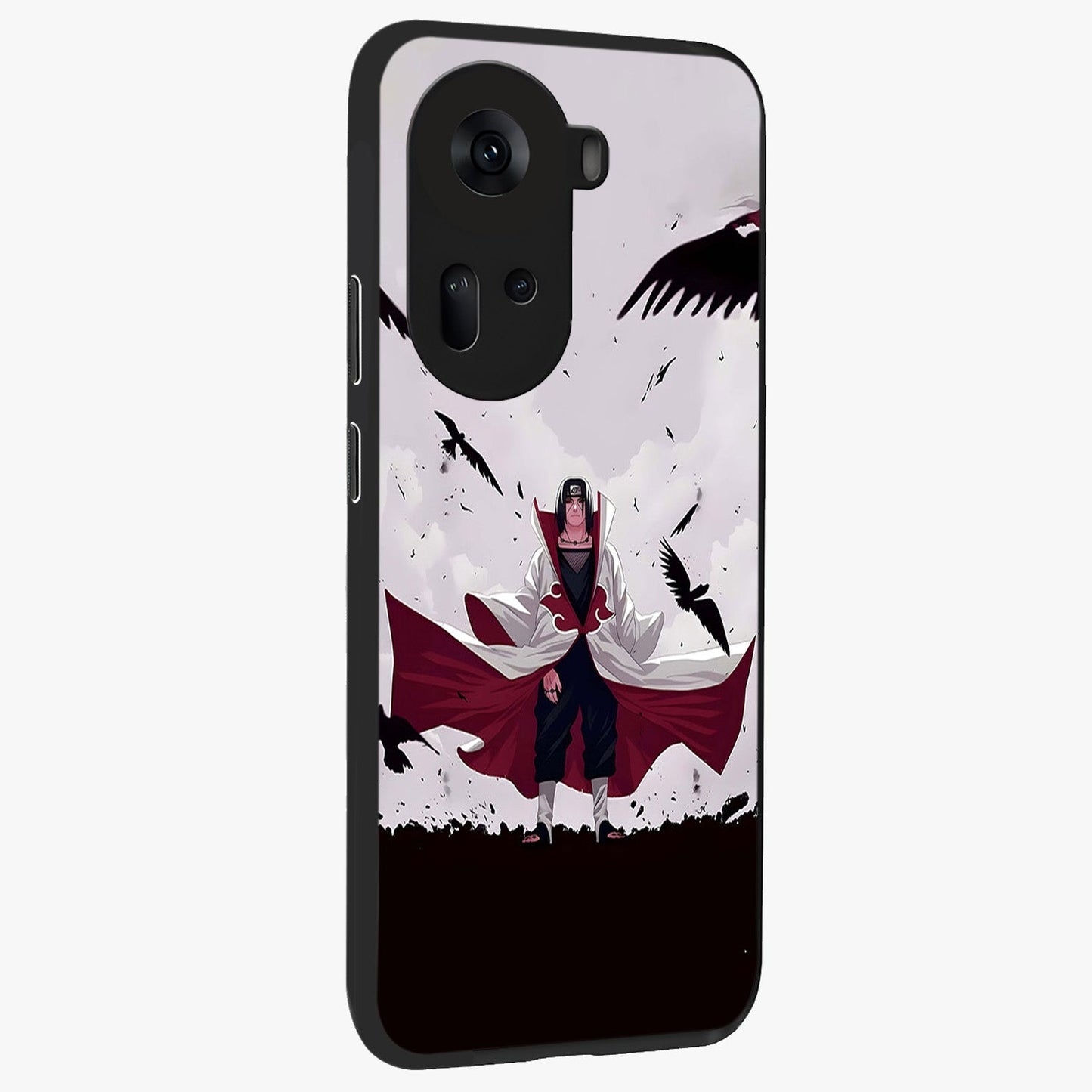 Crimson Crow Ascension Glass Case upright view showcasing dramatic crow artwork with bold gothic theme.