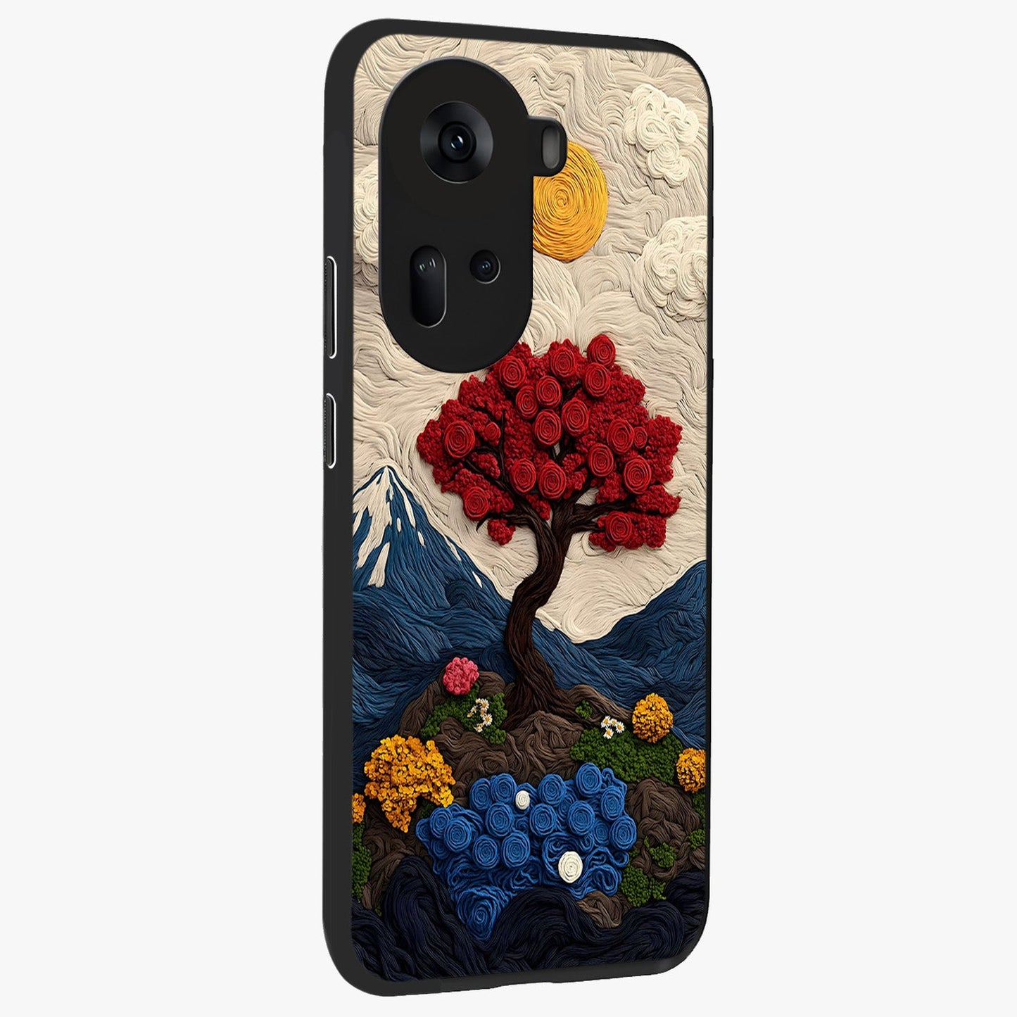 Eternal Nature Tapestry Glass Case upright view showcasing elegant nature tapestry design with decorative style.