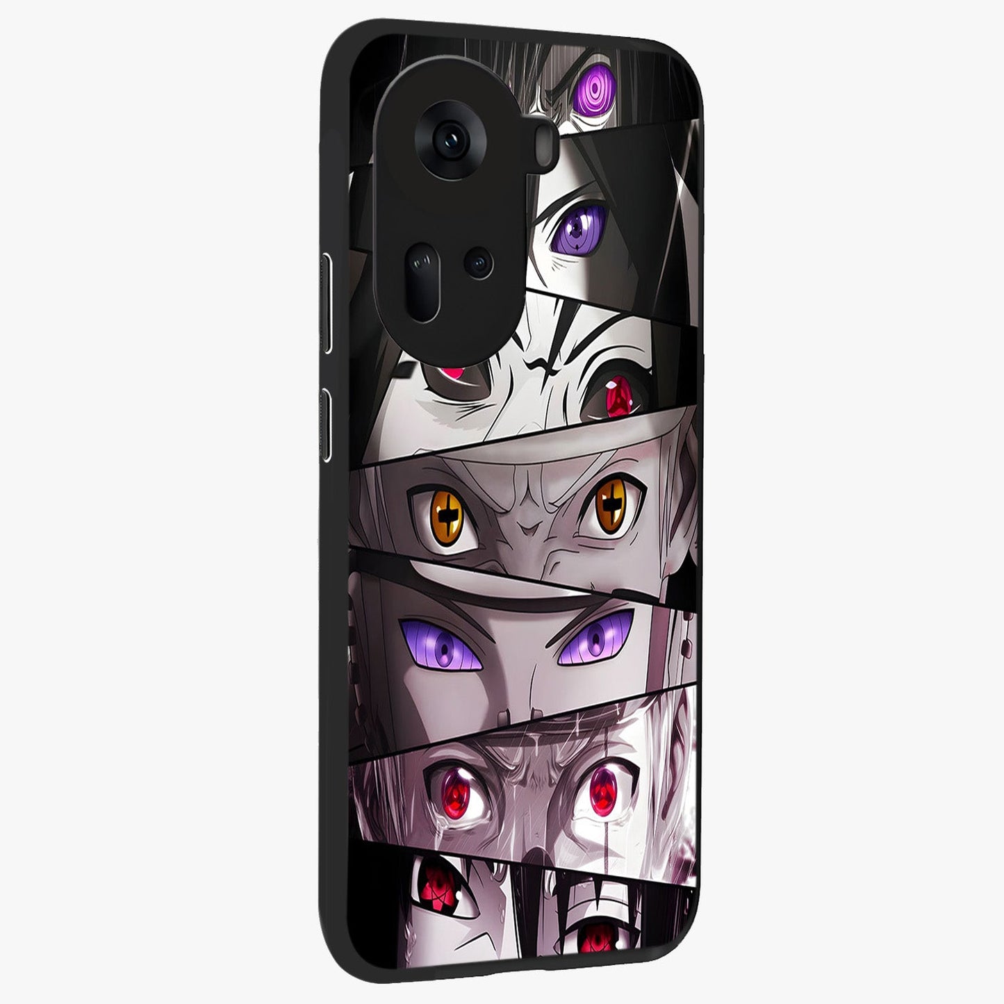 Eyes of Destiny Glass Case upright view showcasing symbolic eye artwork with dramatic artistic theme.