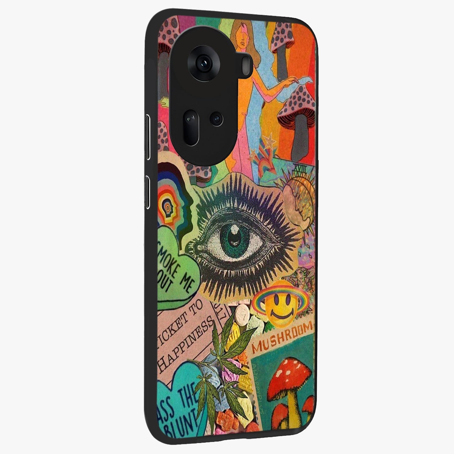 Mystic Eye Wonderland Glass Case upright view showcasing symbolic eye artwork with mysterious fantasy theme.