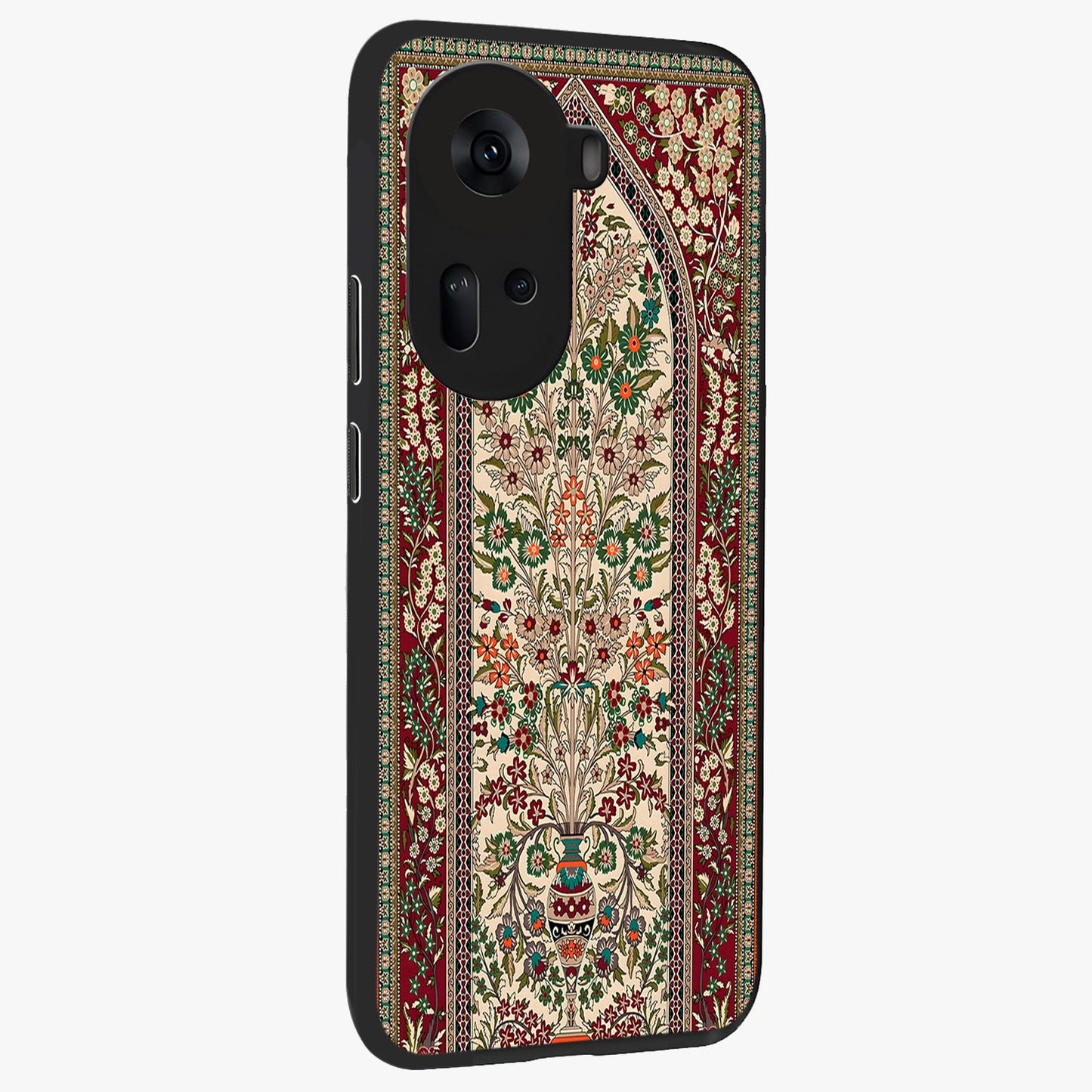 Persian Inspired Glass Case upright view showcasing decorative Persian artwork with rich heritage theme.