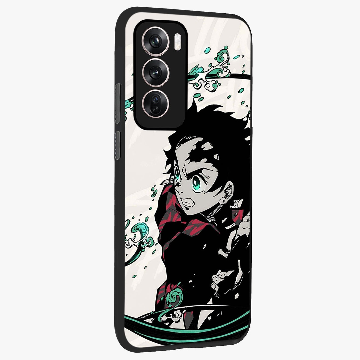 Demon Slayer Glass Case upright view showcasing powerful anime artwork with intense warrior theme.