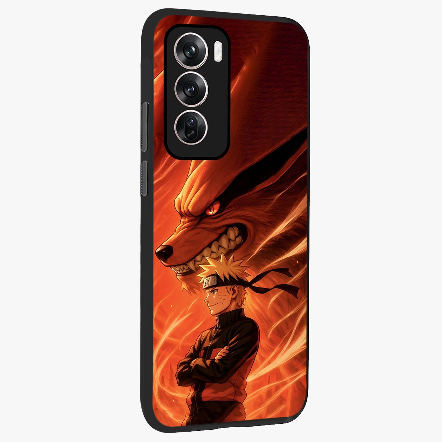 Nine Tails Legacy Glass Case upright view showcasing dramatic nine-tails artwork with intense anime themed design.