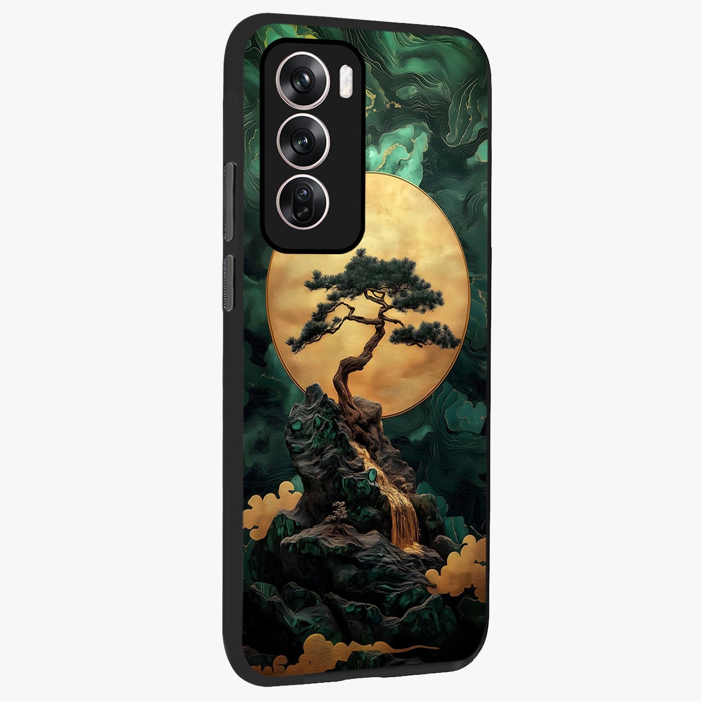 Zen Moon Rise Glass Case upright view showcasing serene moon artwork with tranquil night theme.