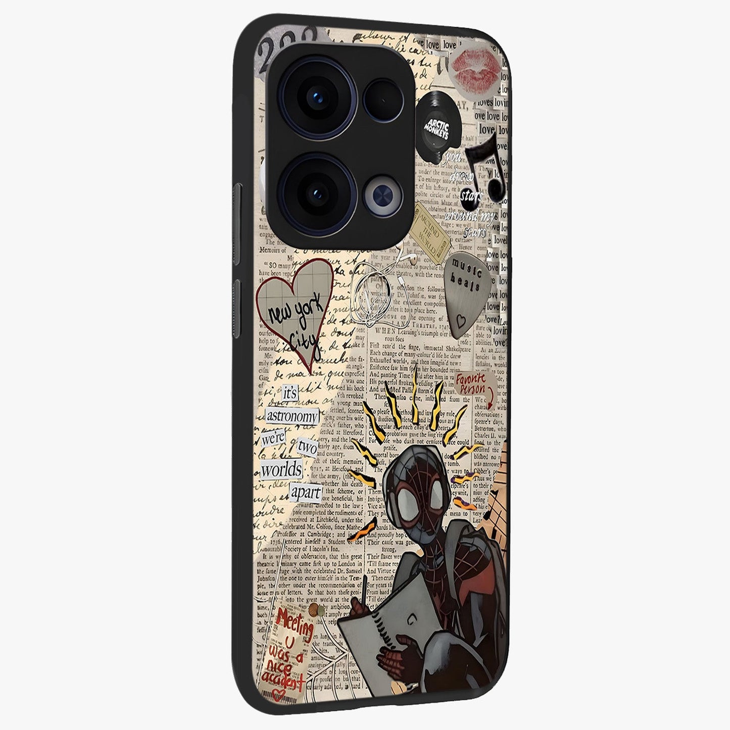City Dream Sketch Glass Case upright view showcasing urban skyline artwork with stylish hand drawn design.