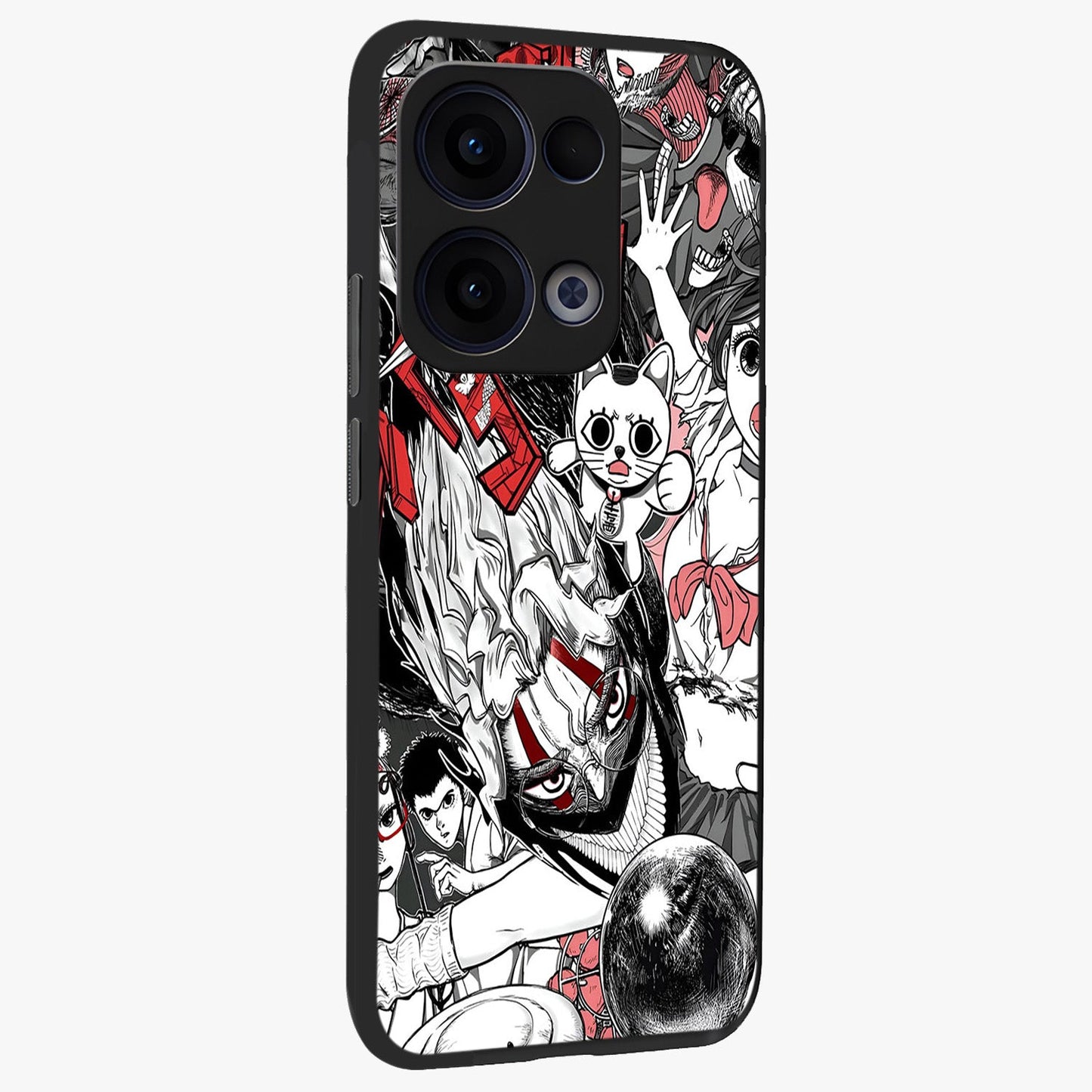 Crimson Chaos Panel Glass Case upright view showcasing intense crimson artwork with dramatic aesthetic style.