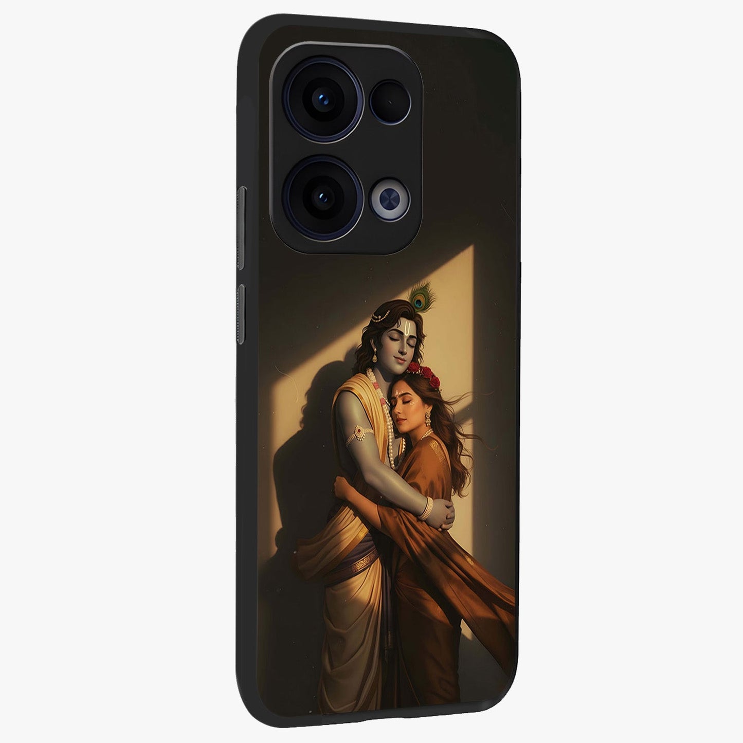 Divine Eternal Love Glass Case upright view showcasing graceful spiritual artwork with eternal love theme.