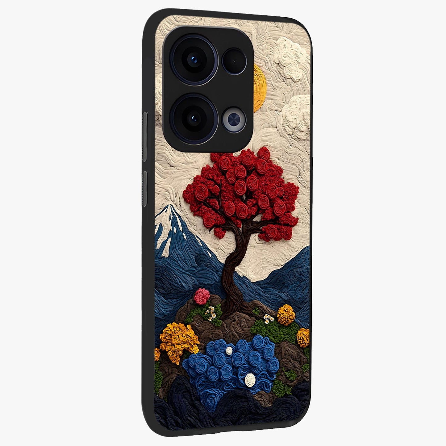 Eternal Nature Tapestry Glass Case upright view showcasing elegant nature tapestry design with decorative style.