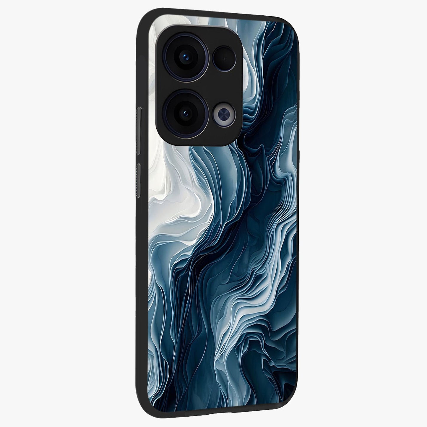 Ethereal Paper Marble Glass Case upright view showcasing smooth marble artwork with refined minimalist theme.