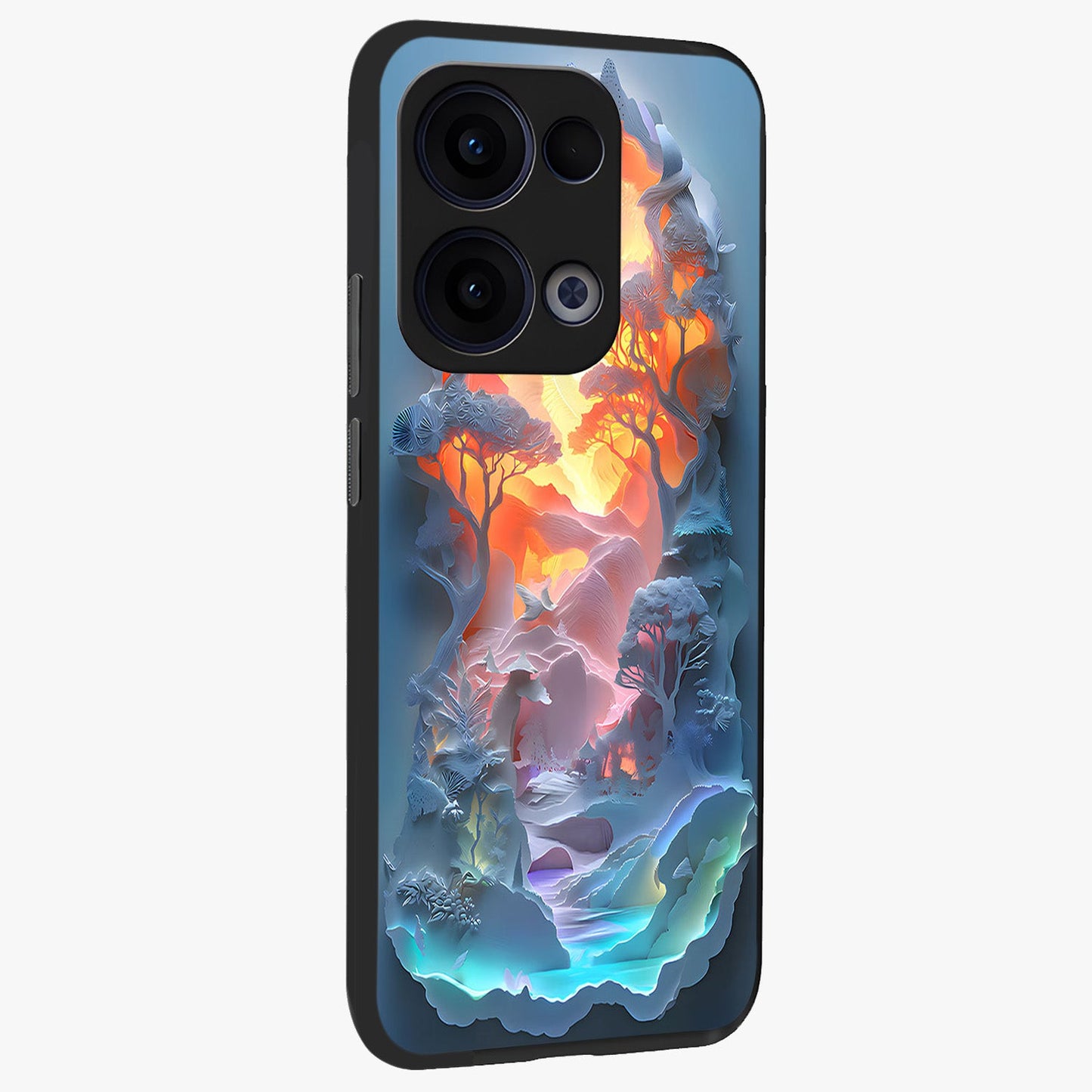 Glow Forest Portal Glass Case upright view showcasing enchanted forest portal artwork with fantasy nature theme.