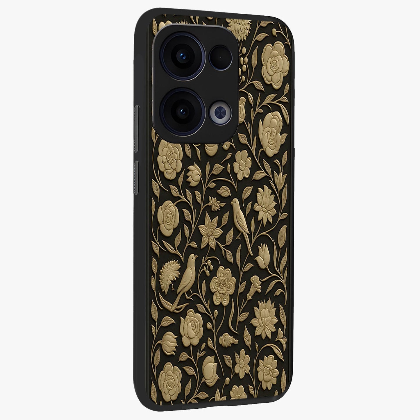 Golden Evil Eye Mandala Glass Case upright view showcasing decorative evil eye mandala artwork with spiritual aesthetic style.